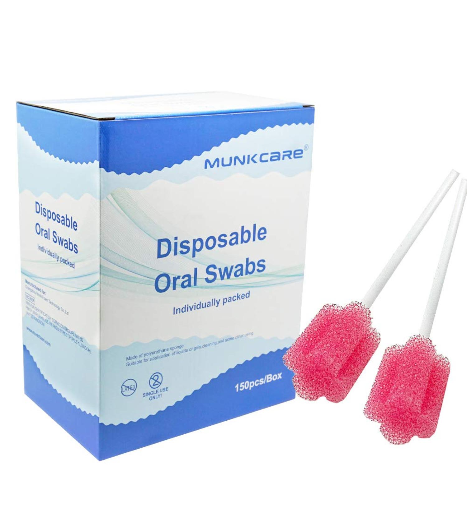 MUNKCARE Lemon Flavored Oral Swabs - 150 Count Elderly Tooth Cleaning Sponges - Buy Online on GoSupps.com
