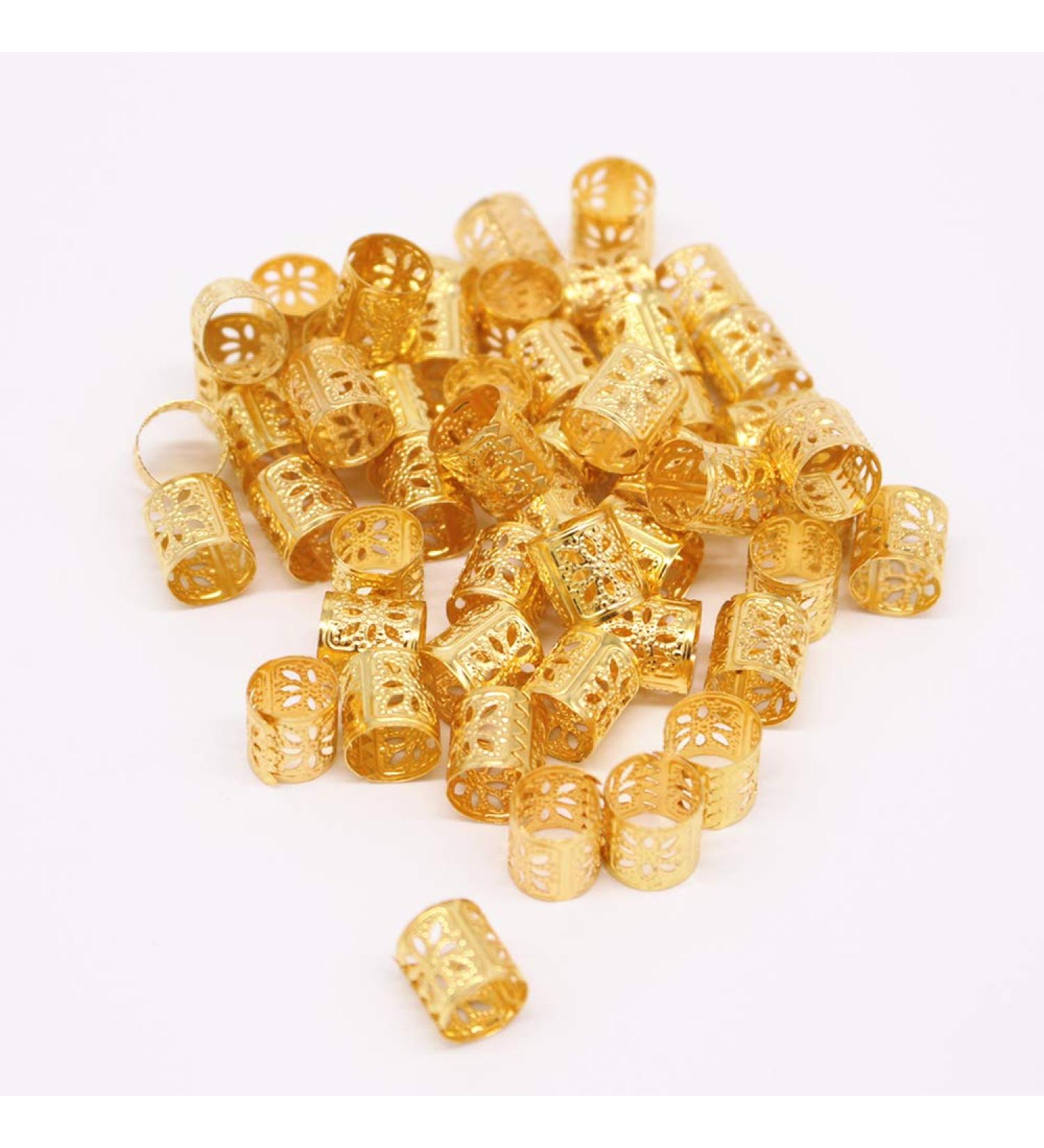50 Pieces Gold Aluminum Dreadlocks Beads - Metal Hair Decoration & DIY Braiding Accessories - Buy Online on GoSupps.com