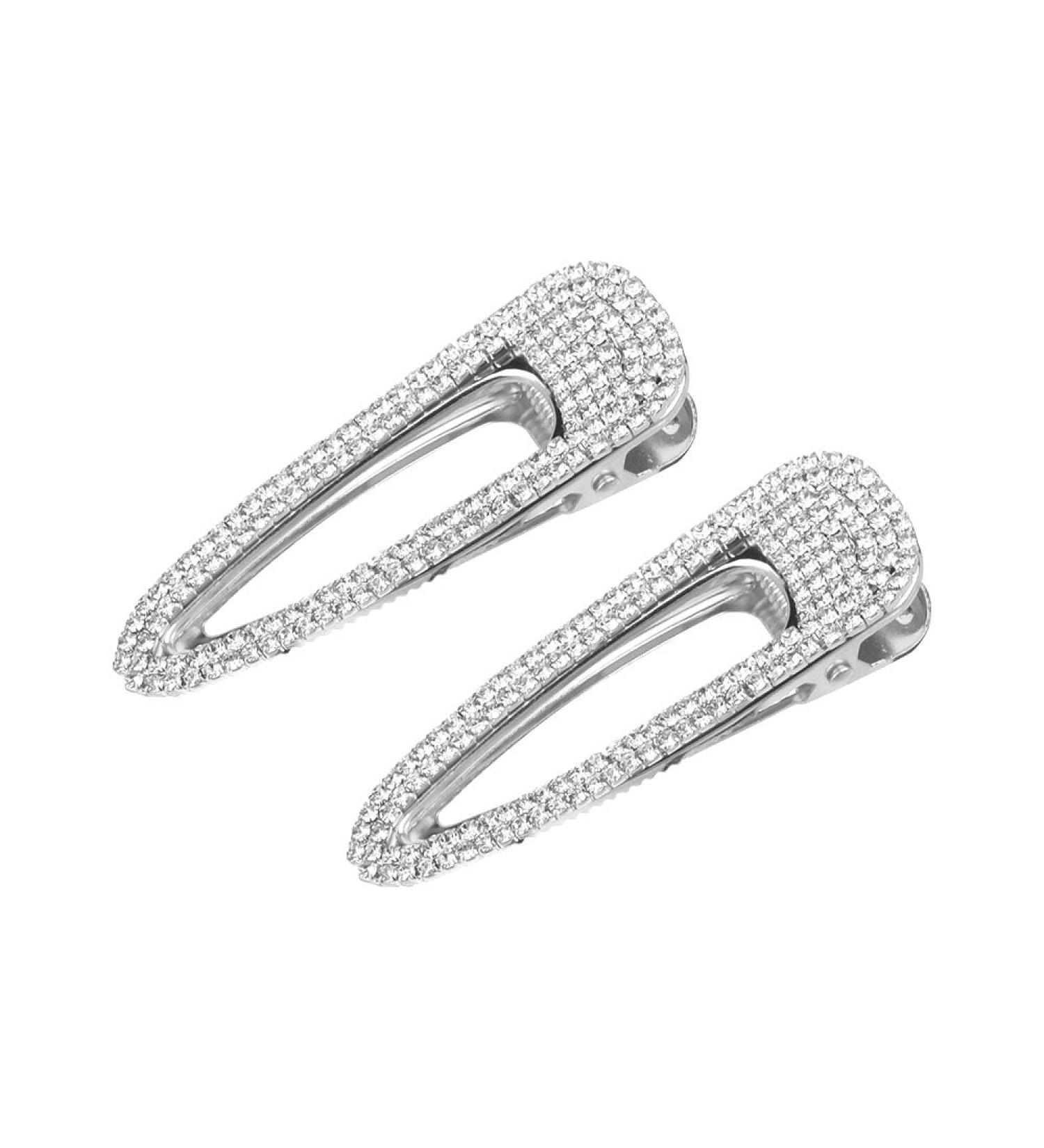 2PCS Big Silver Glitter Rhinestone Hair Clips - Stylish Hair Accessories for Women - Buy Online on GoSupps.com