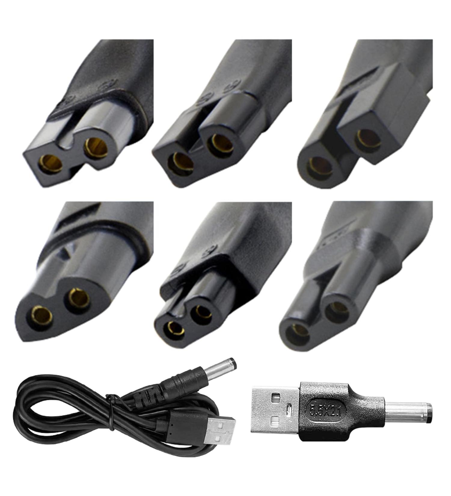 Shaver Charger 1M USB Charger Cord Replacement 1m USB To 5521 Shaver Charger Cable Shaver Power Adapter with 6 Charging Cord Heads and 1 Pc USB To 5521 Adapter for Electric Hair Clippers Razors - Buy Online on GoSupps.com