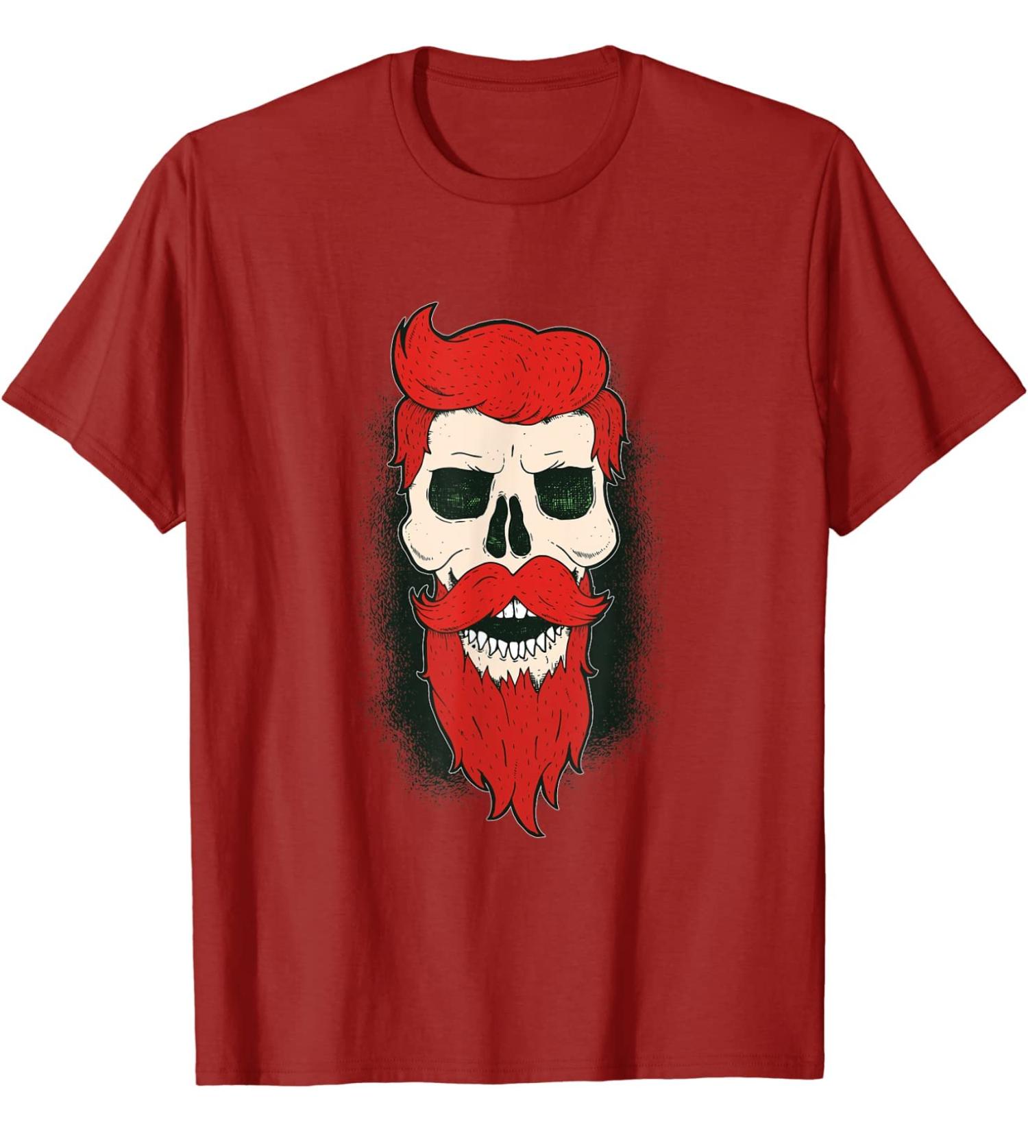 Amaz1ng Red Hair Beard Skull Ginger Hairstyle Gift T-Shirt XX-Large Red