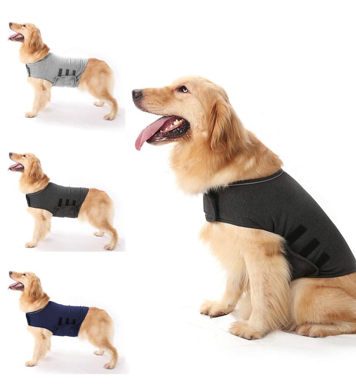 Anti-Fear Dog Jacket | Stress Reduction Shirt for Pets | Calming Thunder Wrap - Dark Gray S - Buy Online on GoSupps.com
