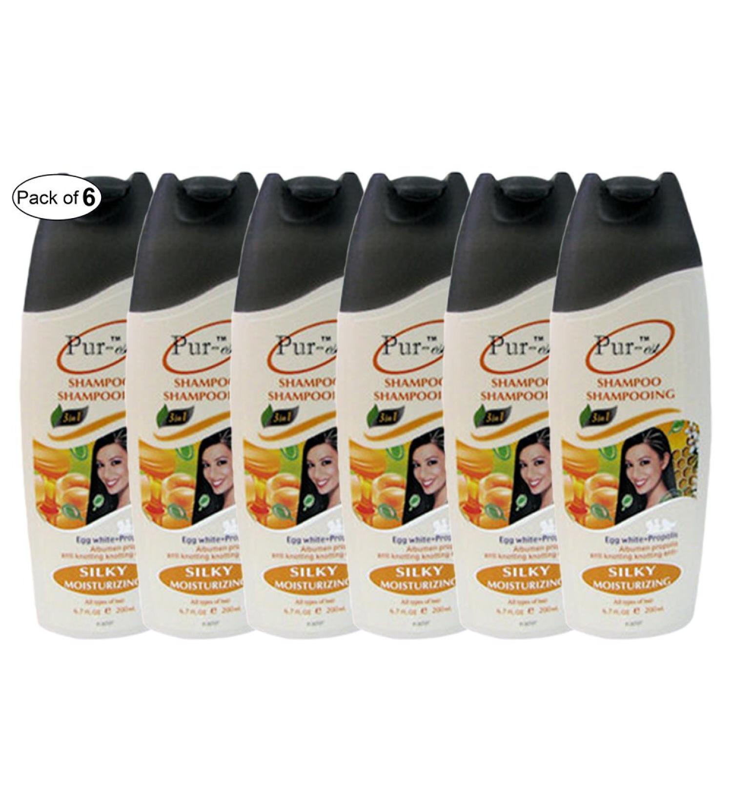 Silky Moisturizing Shampoo With Egg White+Propolis(200ml) (Pack of 6) by Purest