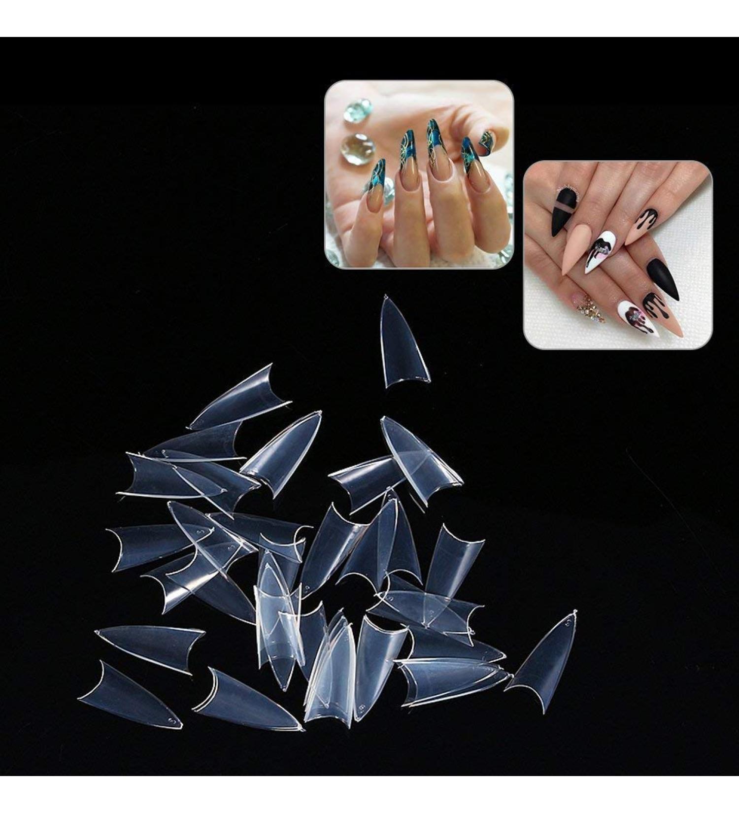 Clear Stiletto Nail Tips - 500 Pack Acrylic False Nails for Gel & Salon Manicure | Transparent Sharp Nail Art Decoration - Buy Online on GoSupps.com