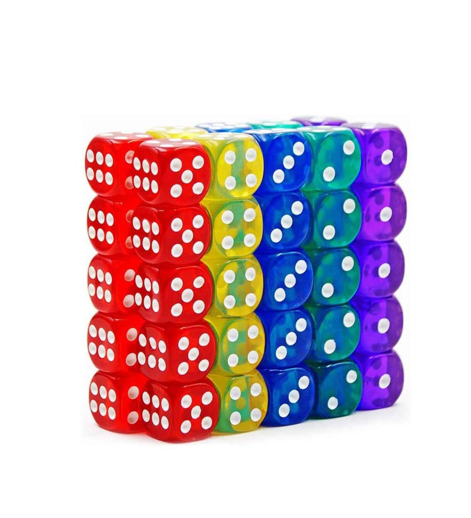 50-Pack 14MM Translucent & Solid 6-Sided Game Dice - Vintage Colors for Board Games & Math Teaching - RPG Classroom Accessories - Buy Online on GoSupps.com