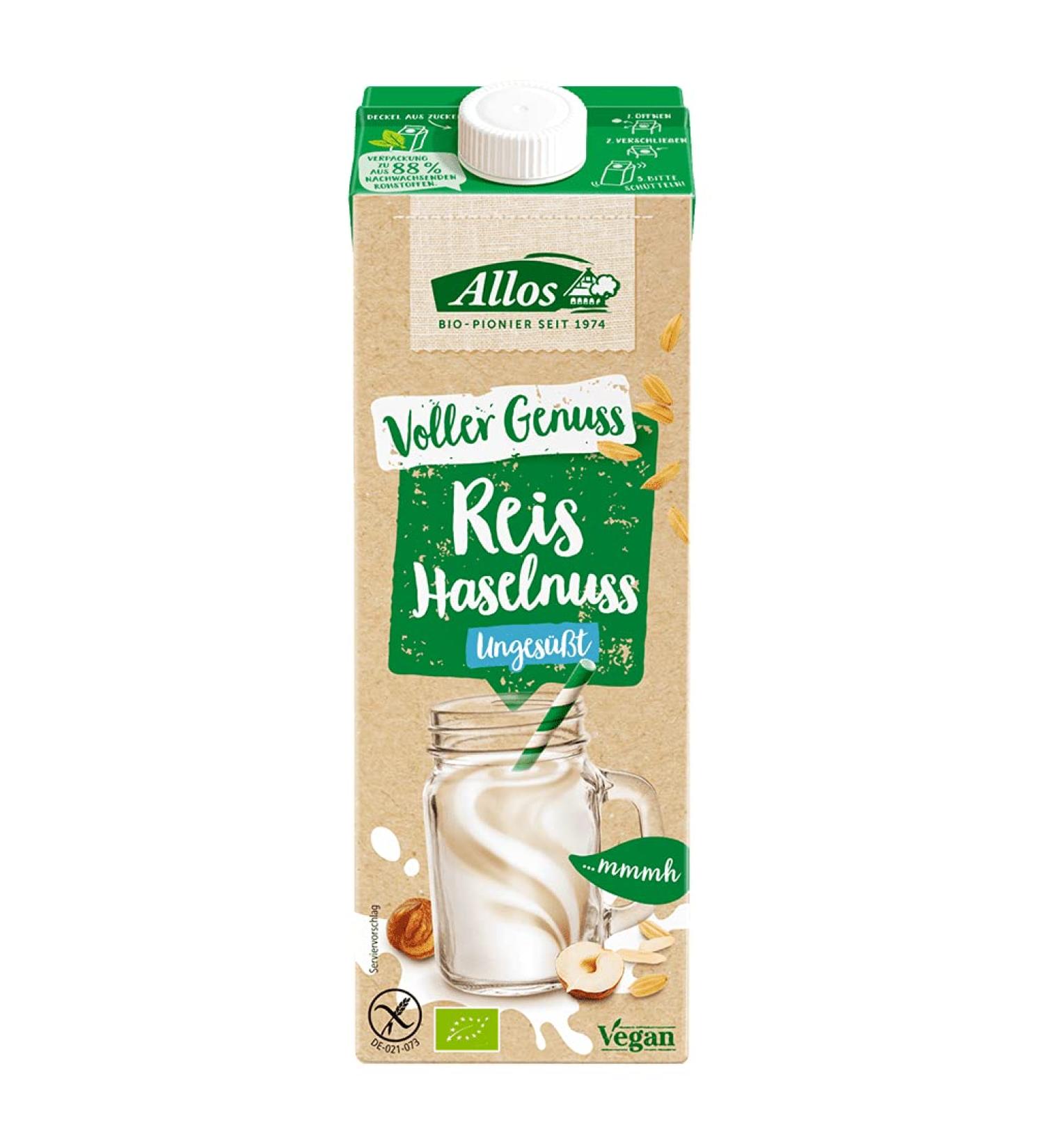 Allos Organic Rice Hazelnut Drink unsweetened 12-pack (12 x 1 L)