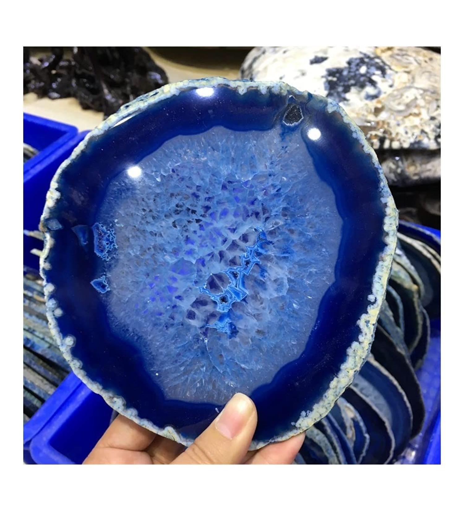 Collection 15cm Large Blue Agate Slice Geode Polished Crystal Quart - Buy Online on GoSupps.com