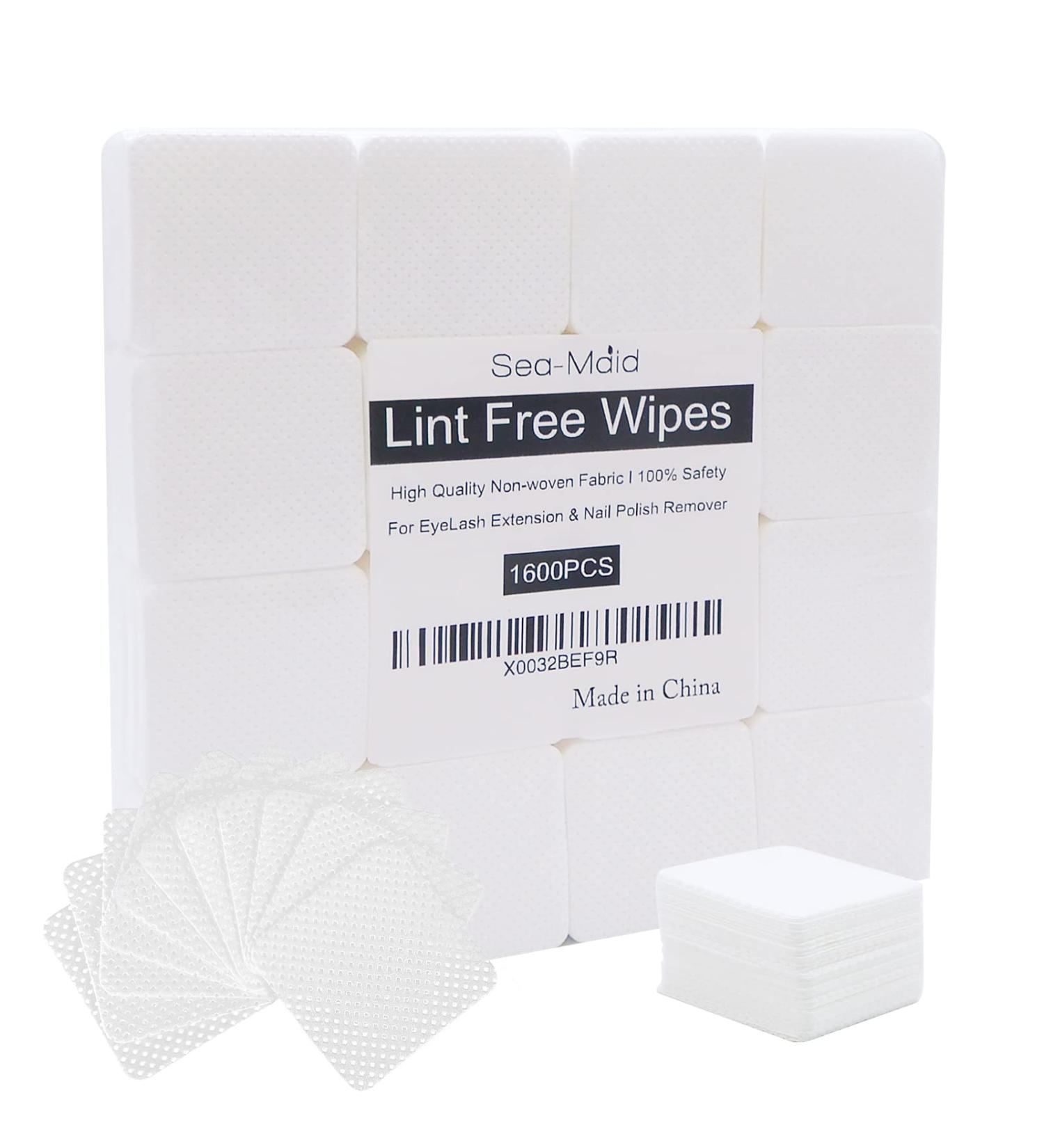 1600PCS Lint Free Nail & Eyelash Extension Glue Wipes | Soft Cotton Cleanser & Remover Pads - Buy Online on GoSupps.com