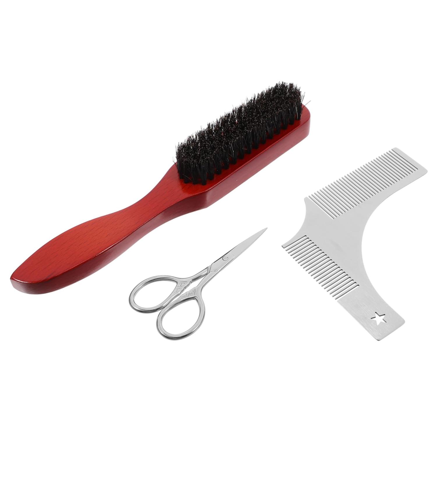 Baluue 2 sets Black Grooming Bristle Handy Brushes Straight Lip Comb Boar Mens Tools Scissor 1 g (Pack of 1) Assorted Colorx2pcs - Buy Online on GoSupps.com