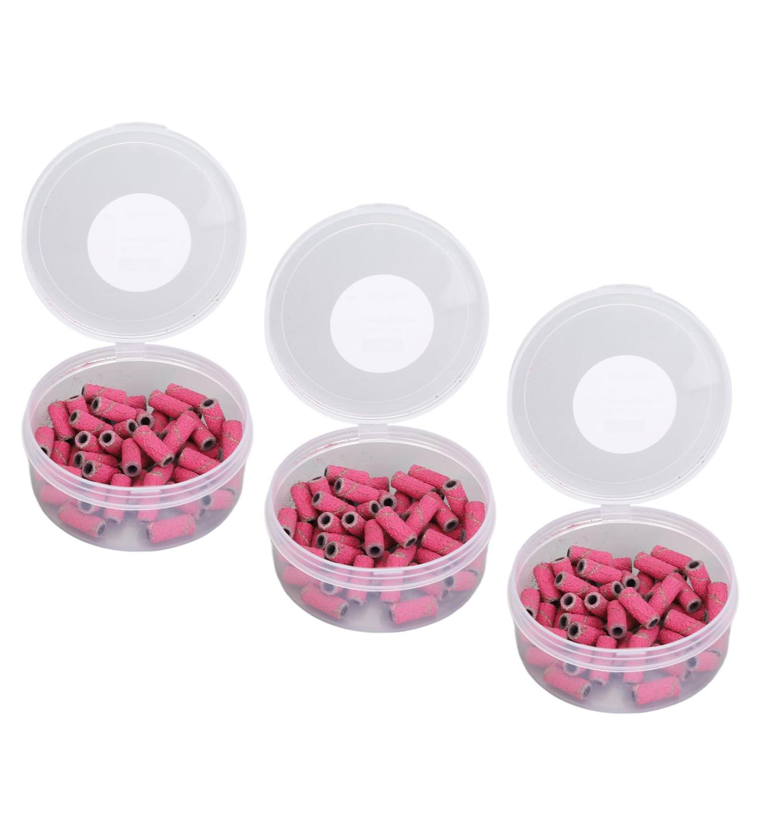 Nail Sanding Bands Dead Skin Removal Multiple Sizes Smoothing Nail Art Sanding Bands with Storage Box for Manicure (Rose Red) - Buy Online on GoSupps.com