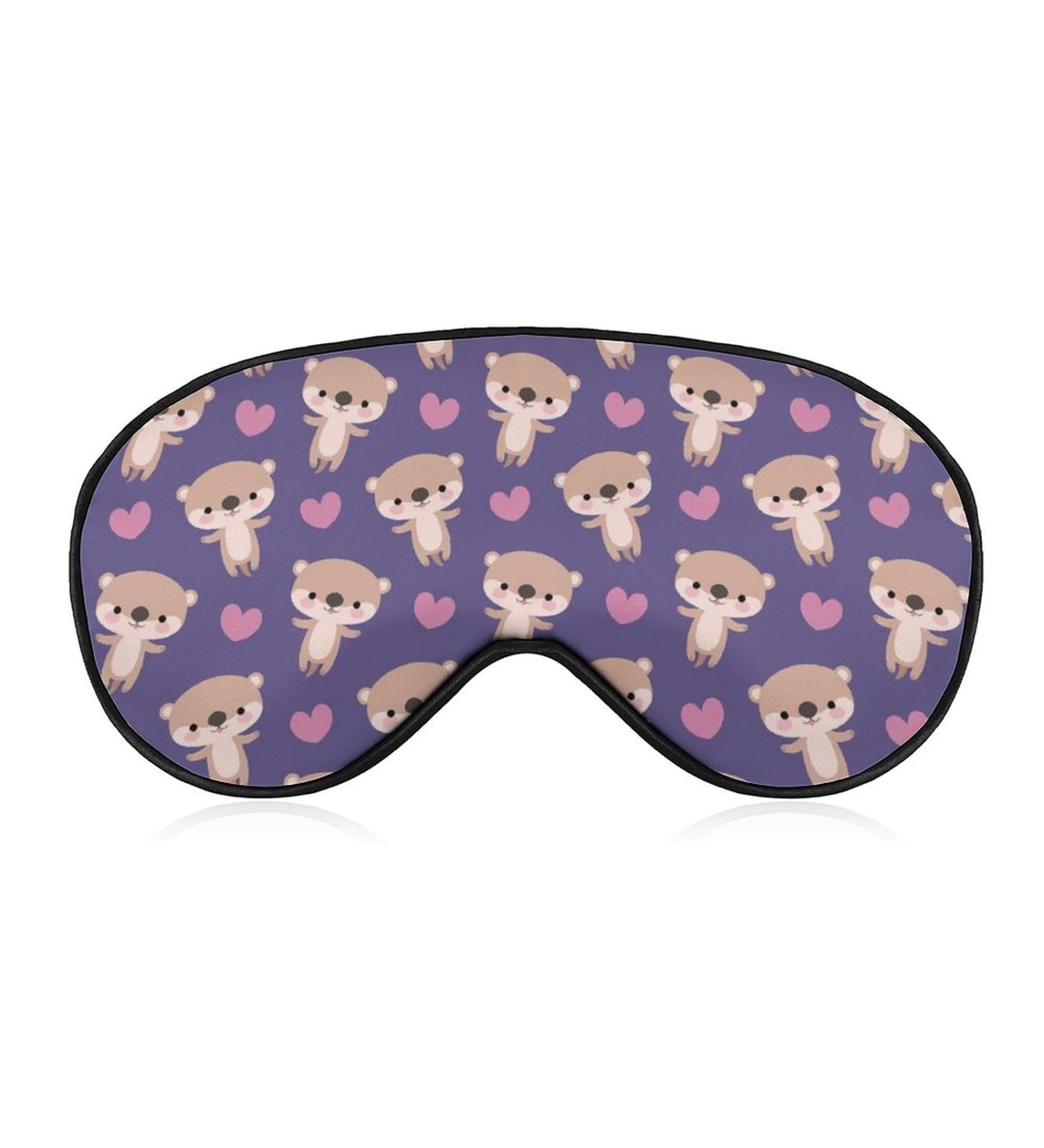 Cute Otters Love Sleep Mask - Adjustable Strap Eye Cover for Sleeping and Travel - Buy Online on GoSupps.com