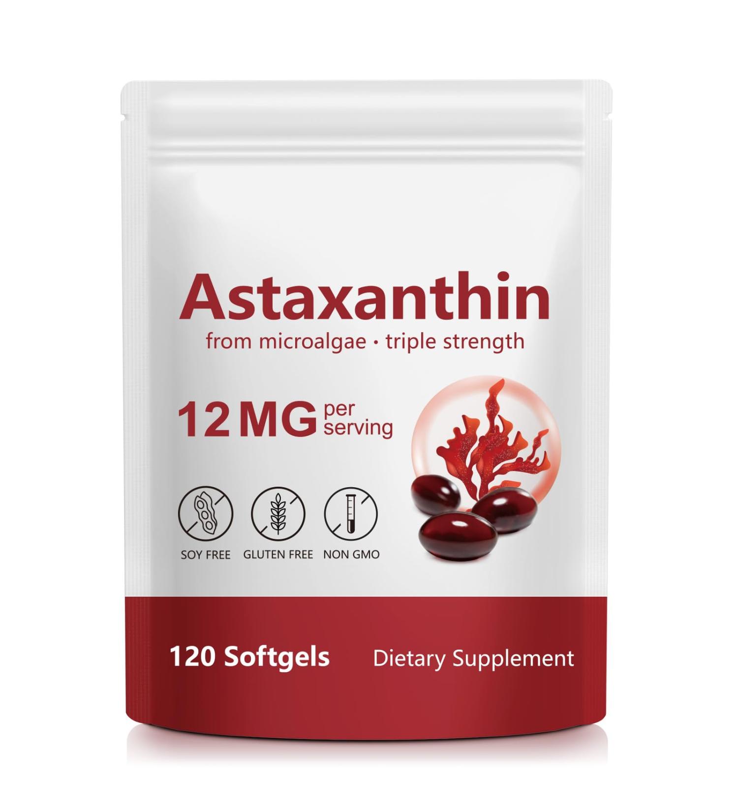 Lenm Astaxanthin 12mg Premium Astaxanthin Antioxidant Supplements 120 Softgels 4 Month Supply Supports Eye Skin Joint & Immune System Health Easy to Swallow - Buy Online on GoSupps.com