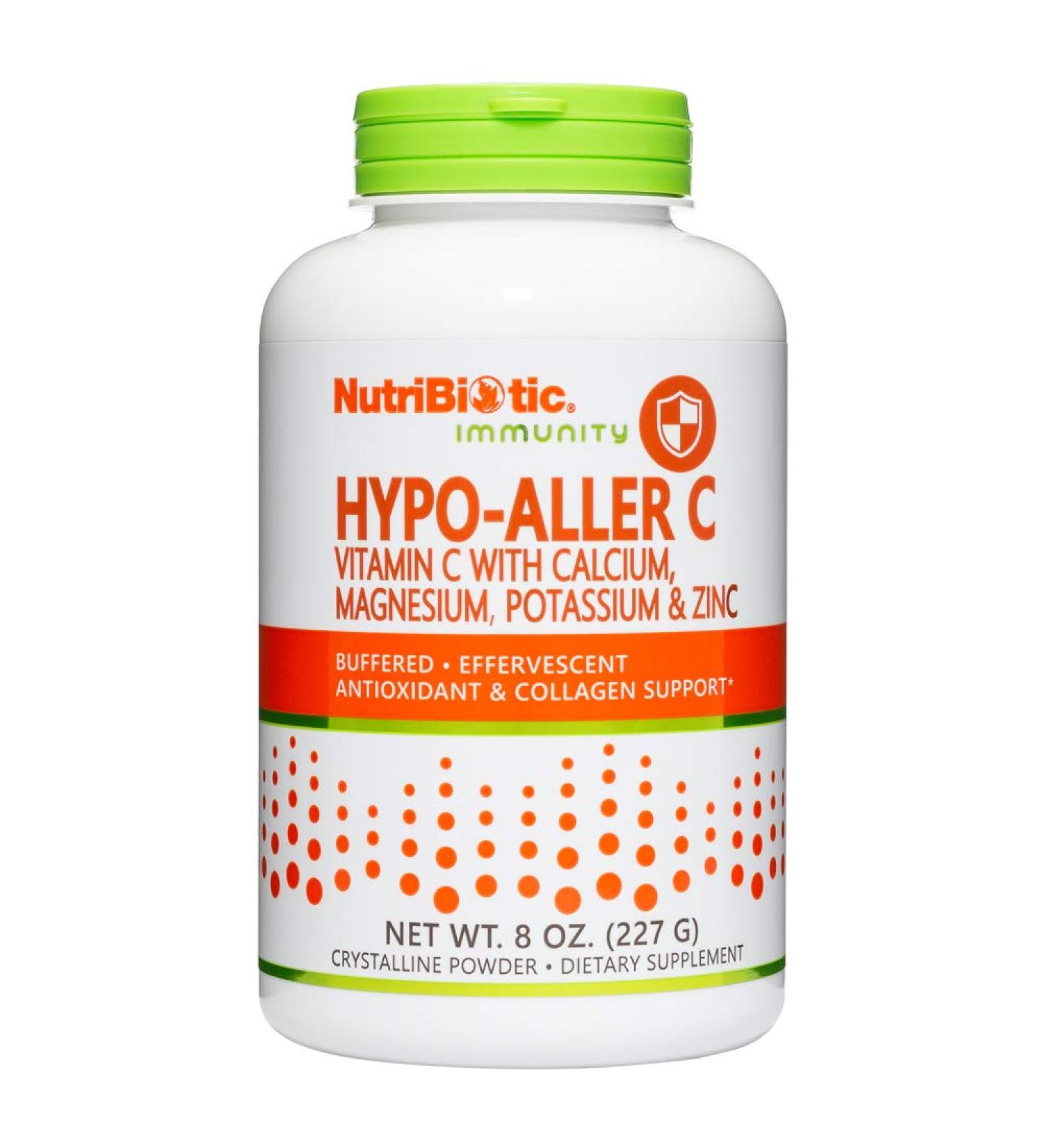NutriBiotic Hypo-Aller C Powder - 1300mg Vitamin C Antioxidant & Collagen Support | Buffered Formula with Calcium, Magnesium & Zinc | 8oz - Buy Online on GoSupps.com