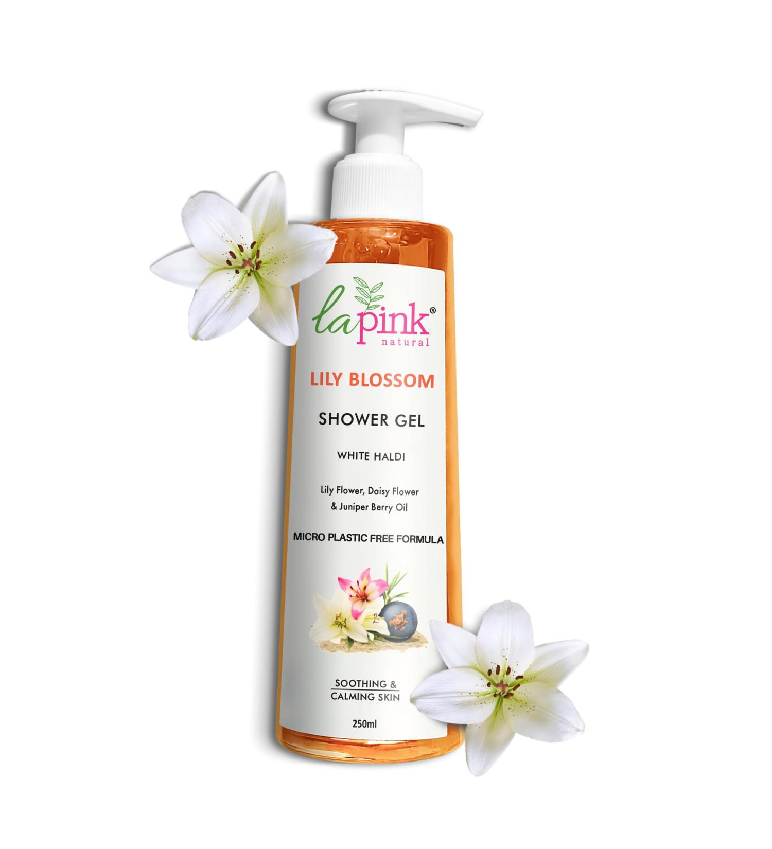 Lily Blossom Shower Gel | Soothing White Haldi & Flower Extracts | 100% Microplastic Free | Calming Skin | 250 ML - International Shipping Available - Buy Online on GoSupps.com