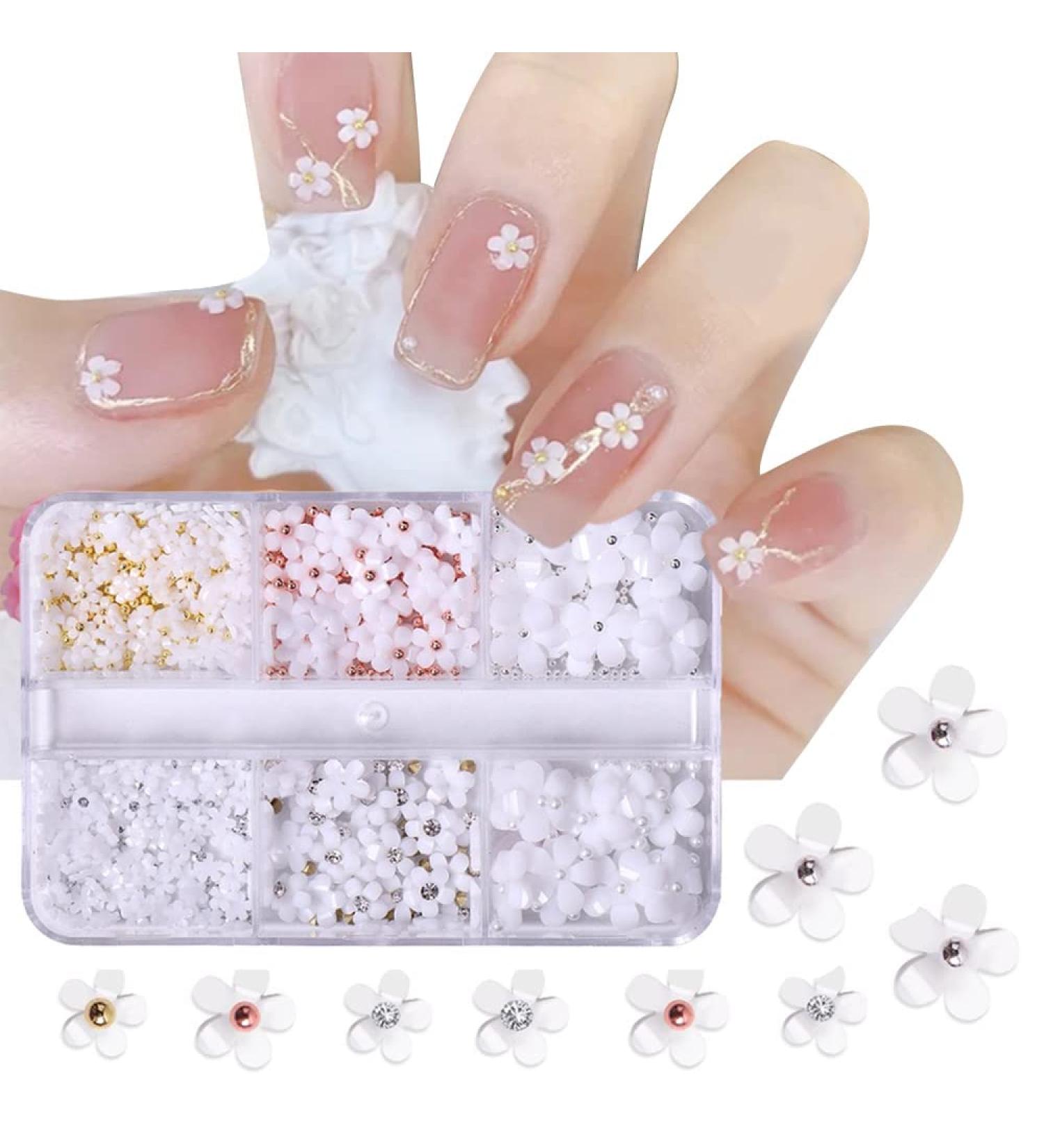 Shop 3D Acrylic Flower Nail Charms - Micro Nail Art Pearls & Rhinestones for DIY Manicure Design - Buy Online on GoSupps.com