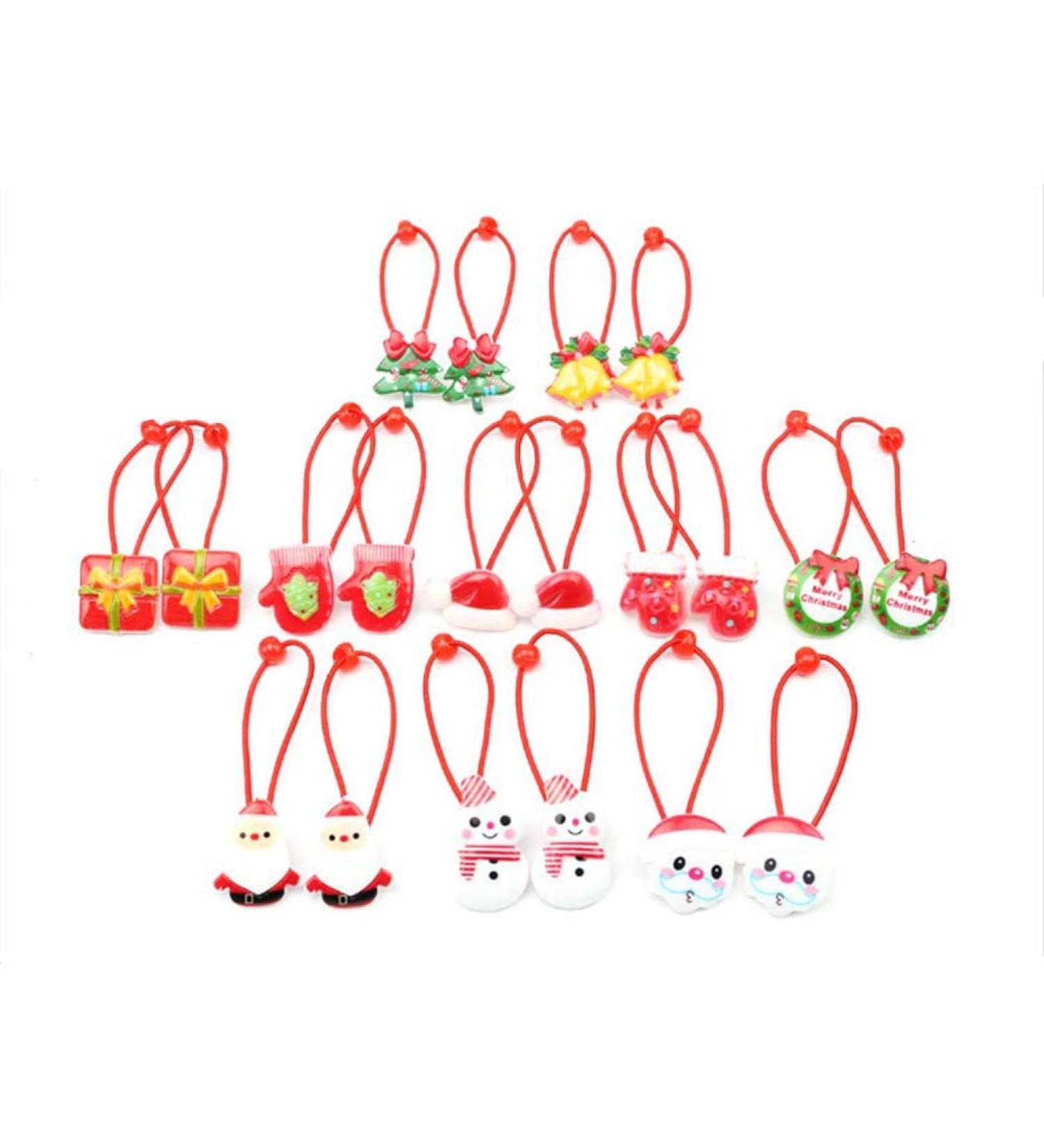 Frcolor 20 Pieces Christmas Hair Ties - Santa Claus & Snowman Ponytail Holders for Girls - Perfect Holiday Accessories - Buy Online on GoSupps.com