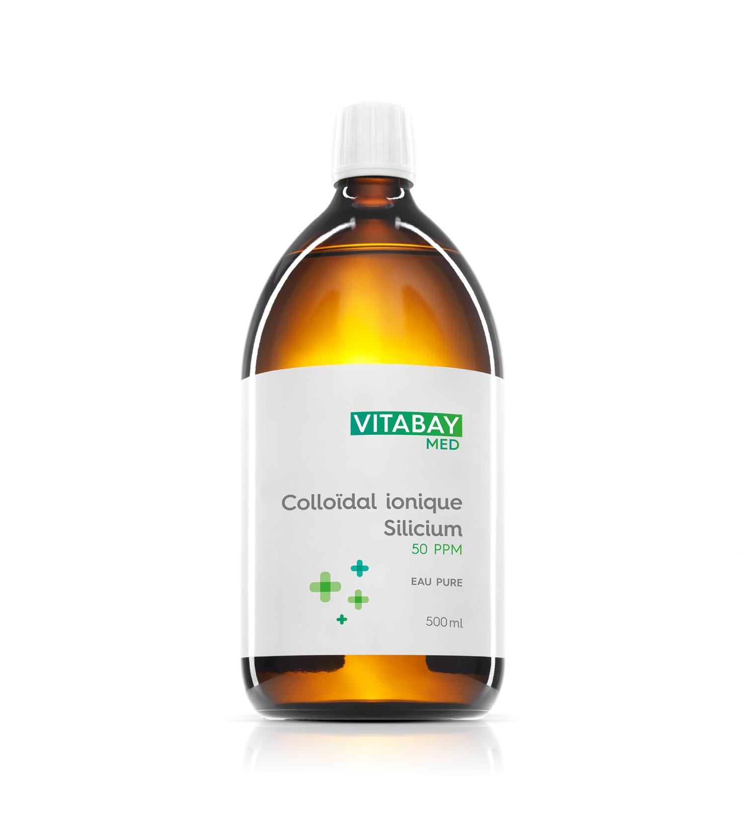 Vitabay Colloidal Silicon 50 PPM 500 ml Vegan - Highly Concentrated Organic Silicon (Purity 99.99%) - Store at room temperature - Buy Online on GoSupps.com