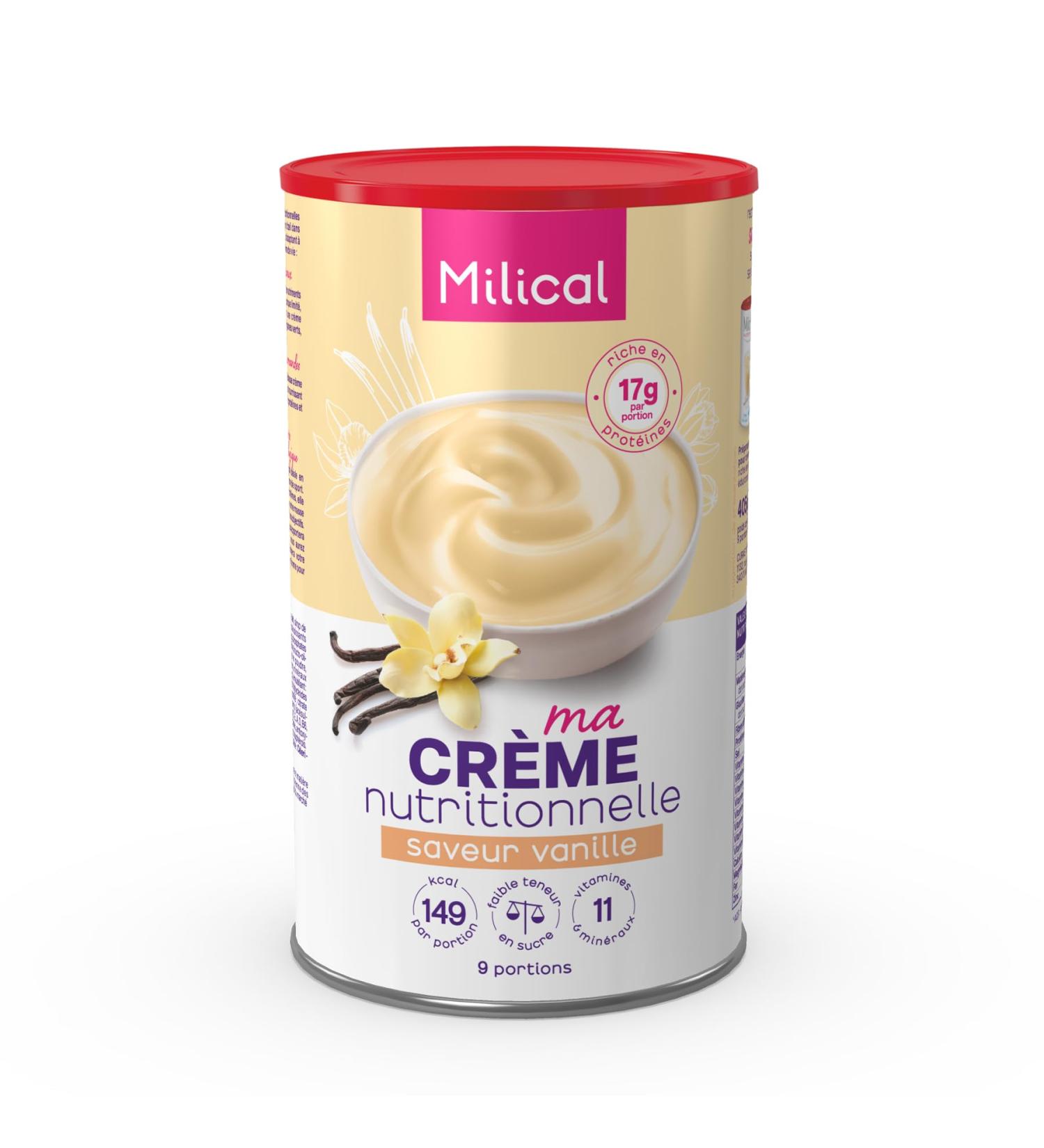 Cr me Nutritionnelle Di t tique | Pot de 405g | Perte de Poids | Hyperprot in e et Hypocalorique | Laboratoire Milical (Vanille)