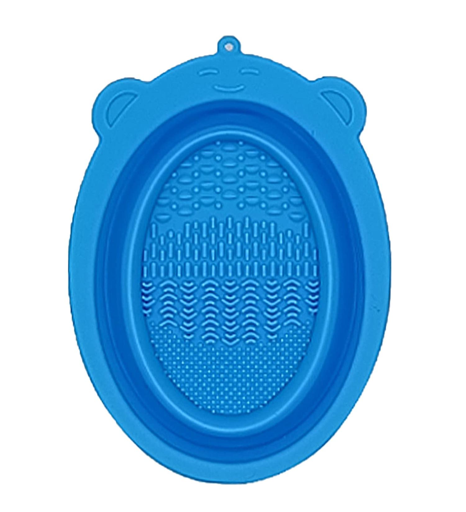 Shop Multifunctional Brush Cleaning Cup & Mat | Portable Travel Scrubber Bowl - Blue | Ideal Gift for Artists - Buy Online on GoSupps.com