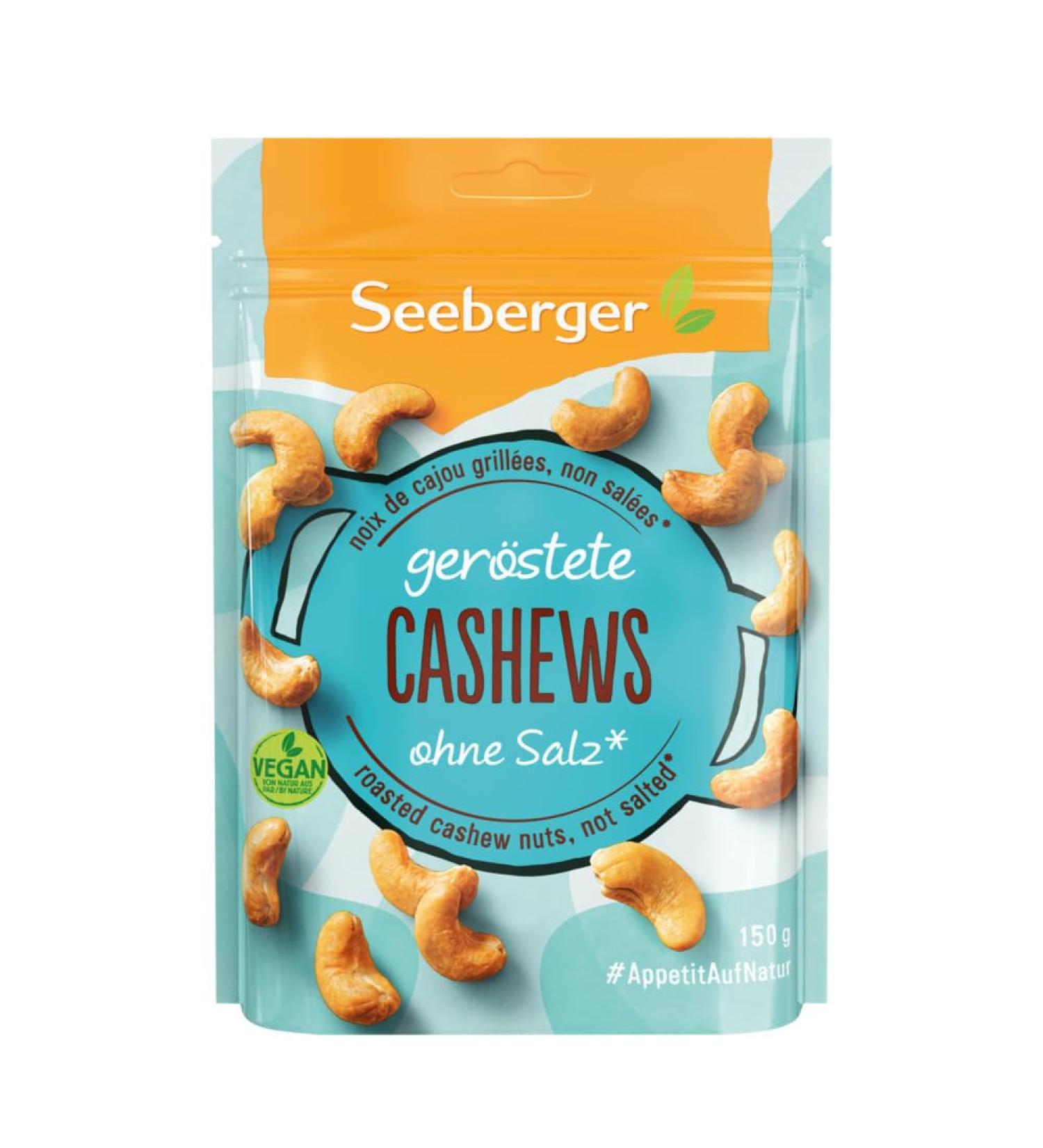 Seeberger Cashewkerne roasted 12 pack: crisp cashew nuts gently refined - protein -rich power snack without salt vegan (12 x 150 g) without salt 150 g (12 pack)