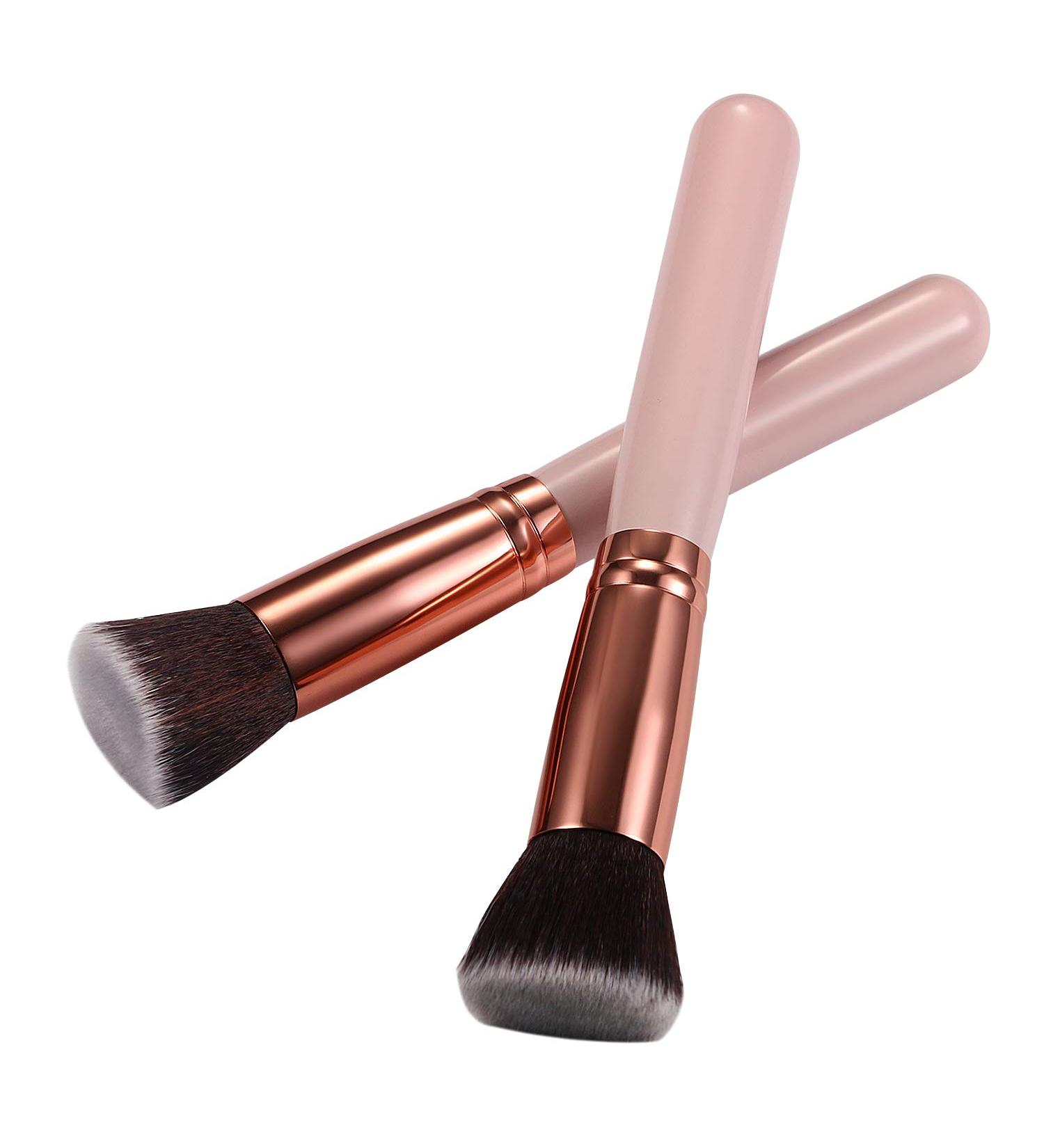 Vtrem Foundation Makeup Brush 2 Pieces Flat Top Kabuki Brushes with Premium Synthetic Dense Bristles Perfect For Blending Liquid Cream or Flawless Powder Cosmetics Buffing Stippling Concealer - Buy Online on GoSupps.com
