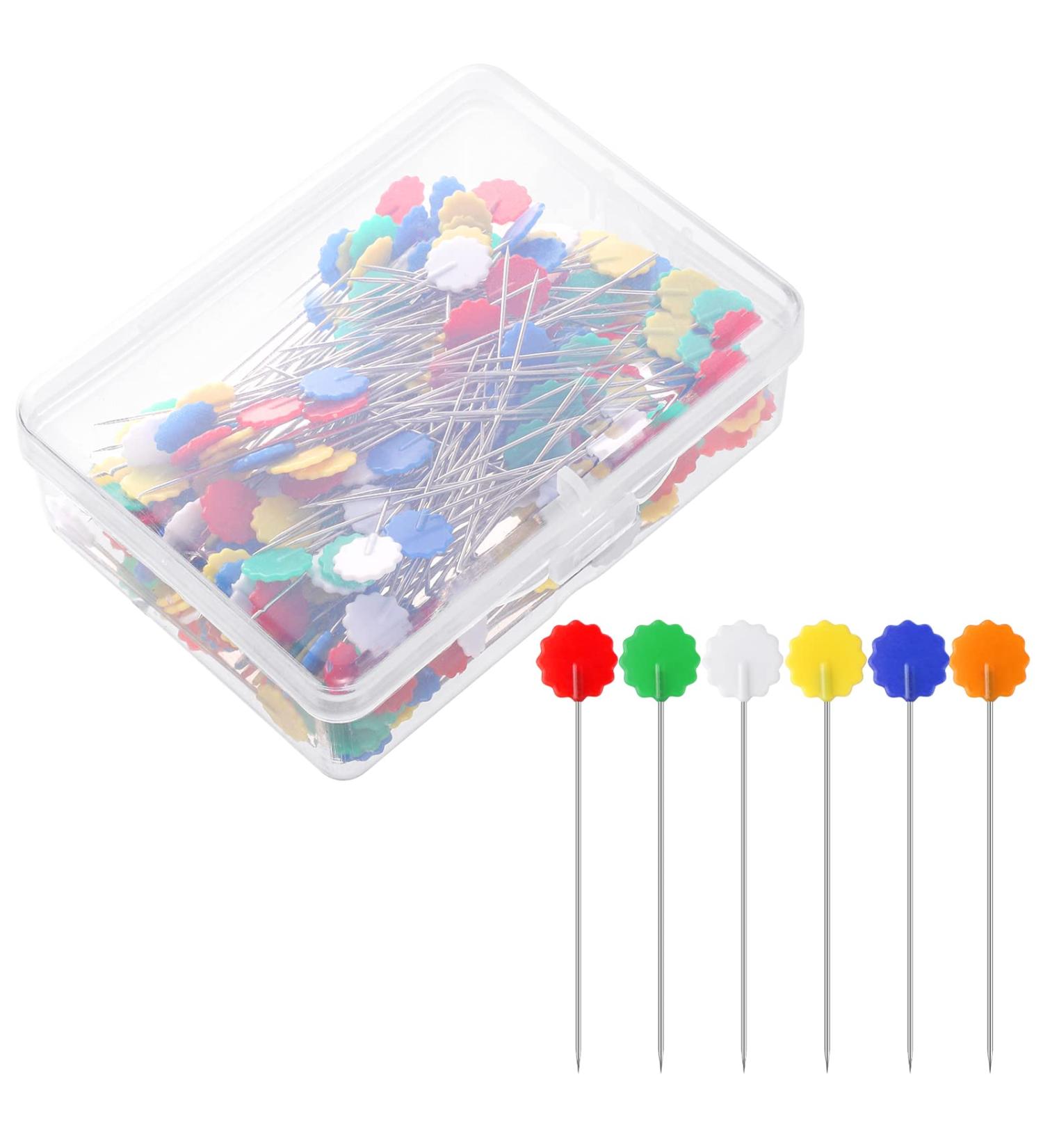 200 Dark Flower Head Straight Sewing Pins for DIY Projects and Quilting - Assorted Colors - Buy Online on GoSupps.com