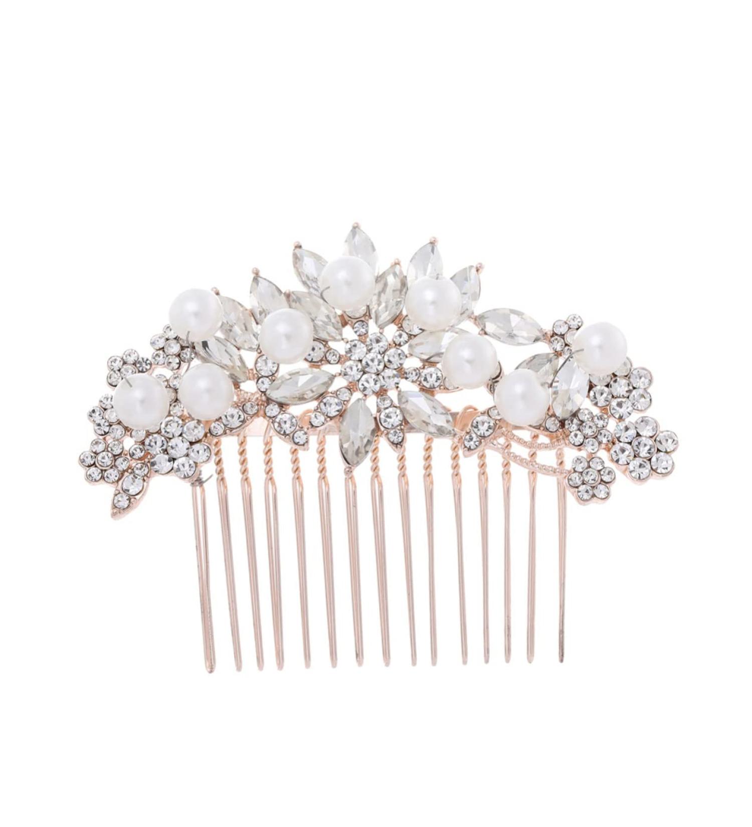 FRCOLOR Rhinestone Barrettes Pearl Hair Comb Rhinestone Hair Clip Bridal Headpiece Hair Accessories Rhinestone Headpiece Vintage Hair Comb Pearl Hair Pin Pearl Comb Props Wedding Bride - Buy Online on GoSupps.com
