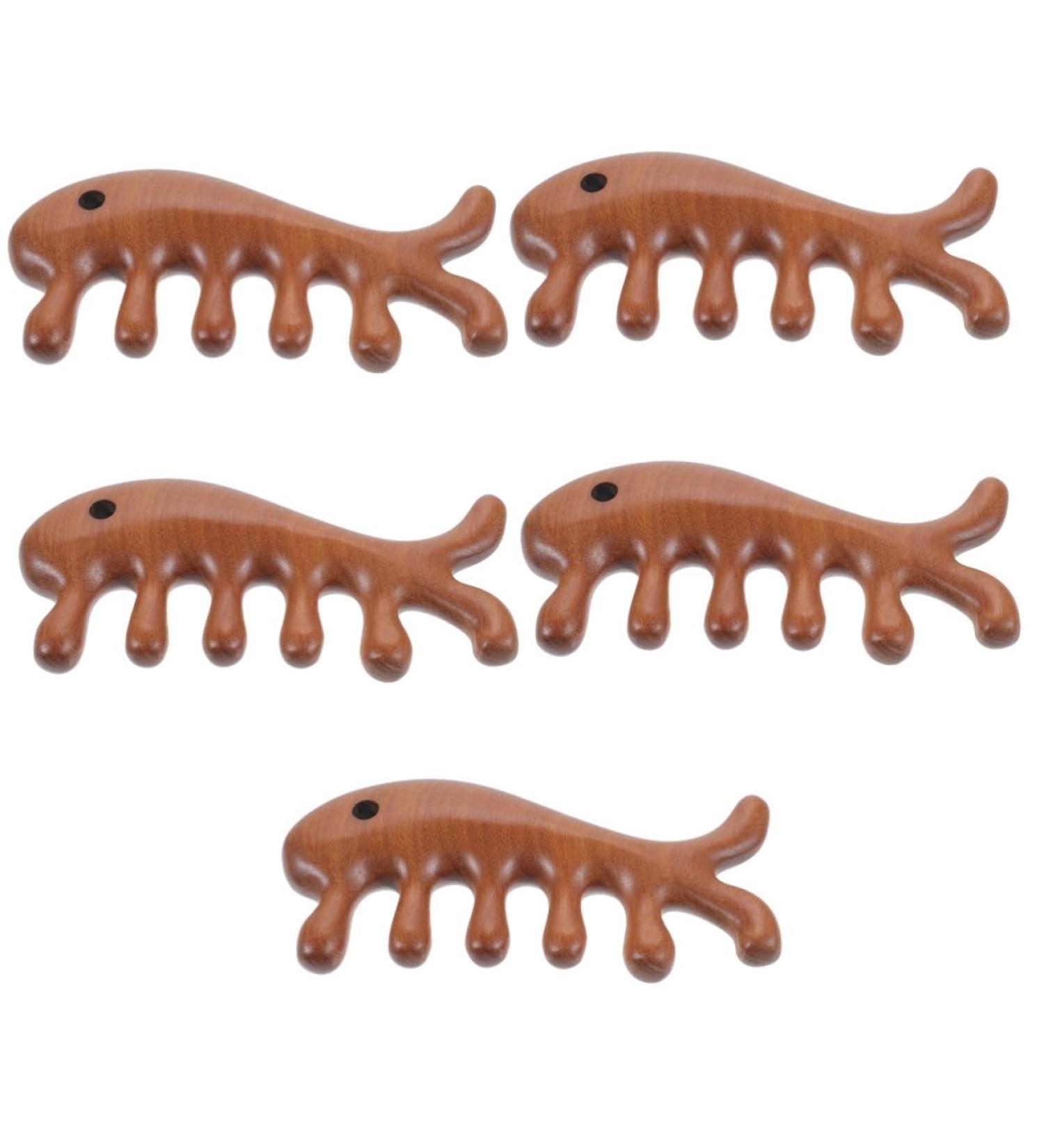 Healvian 5-St Massage Comb | Ergonomic Sandalwood Acupuncture Hair & Scalp Massage Tool - Buy Online on GoSupps.com