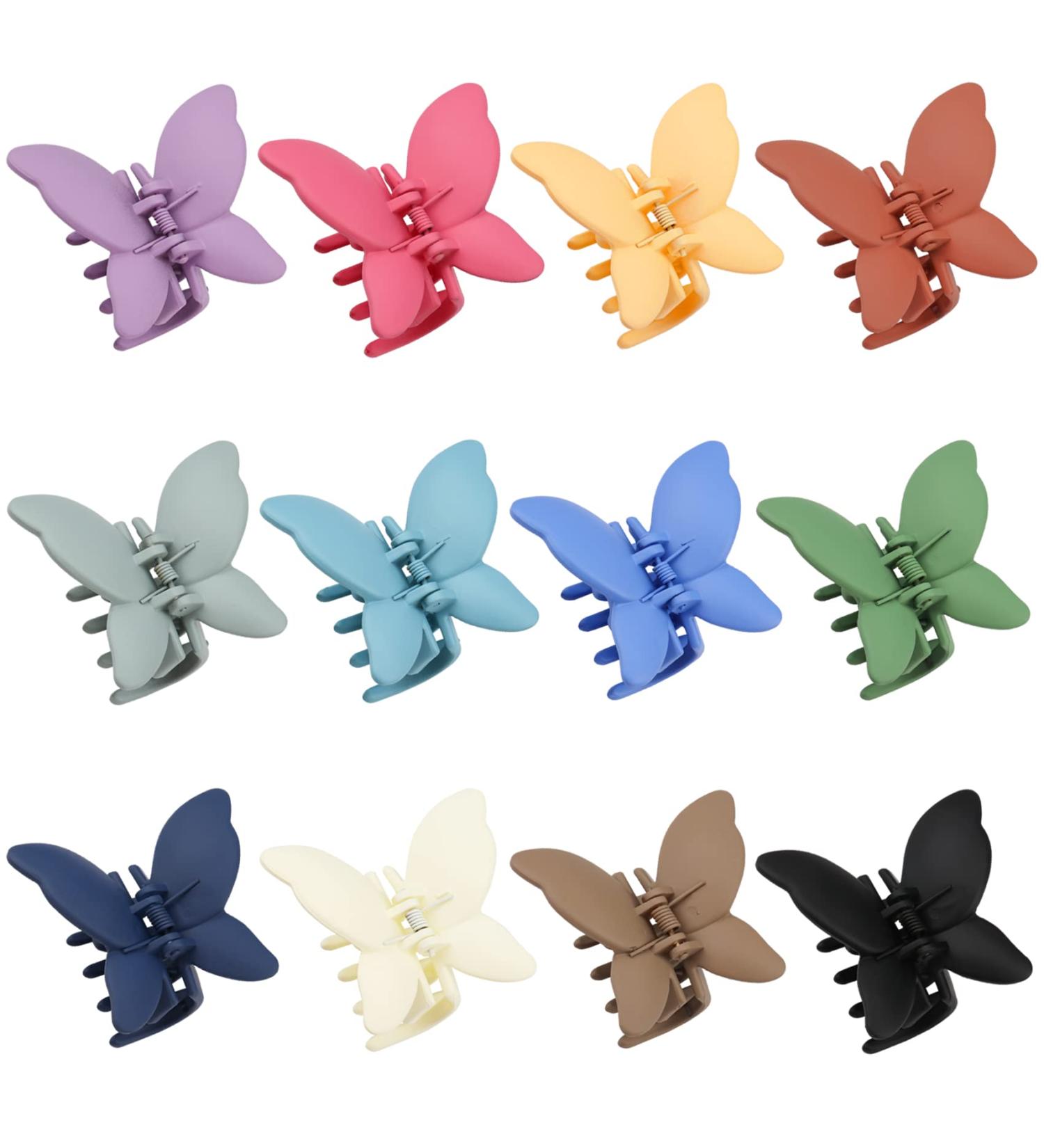 12 PCS Butterfly Hair Claw Clips - Medium Non-Slip Matte Design for Strong Hold on Thin, Curly Hair - Ideal for Updos & Summer Style - Women and Girls - Buy Online on GoSupps.com