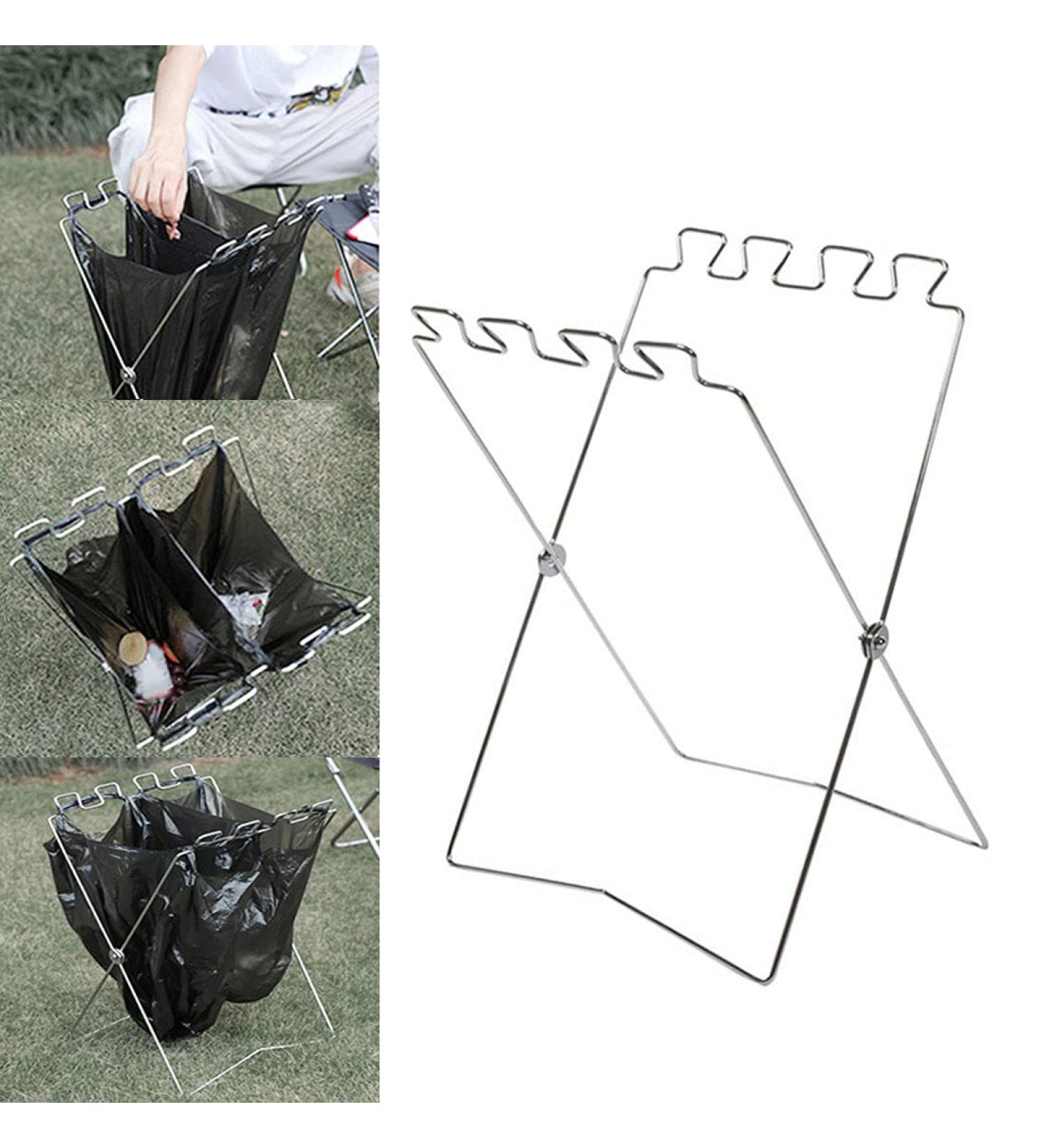 YUNNUO Garbage Bag Holder Outdoor Garbage Bag Holder Large (22.4x12.2 inches) Stainless Steel Portable Garbage Collection Rack for Kitchen Indoor and Outdoor Camping(Large) - Buy Online on GoSupps.com