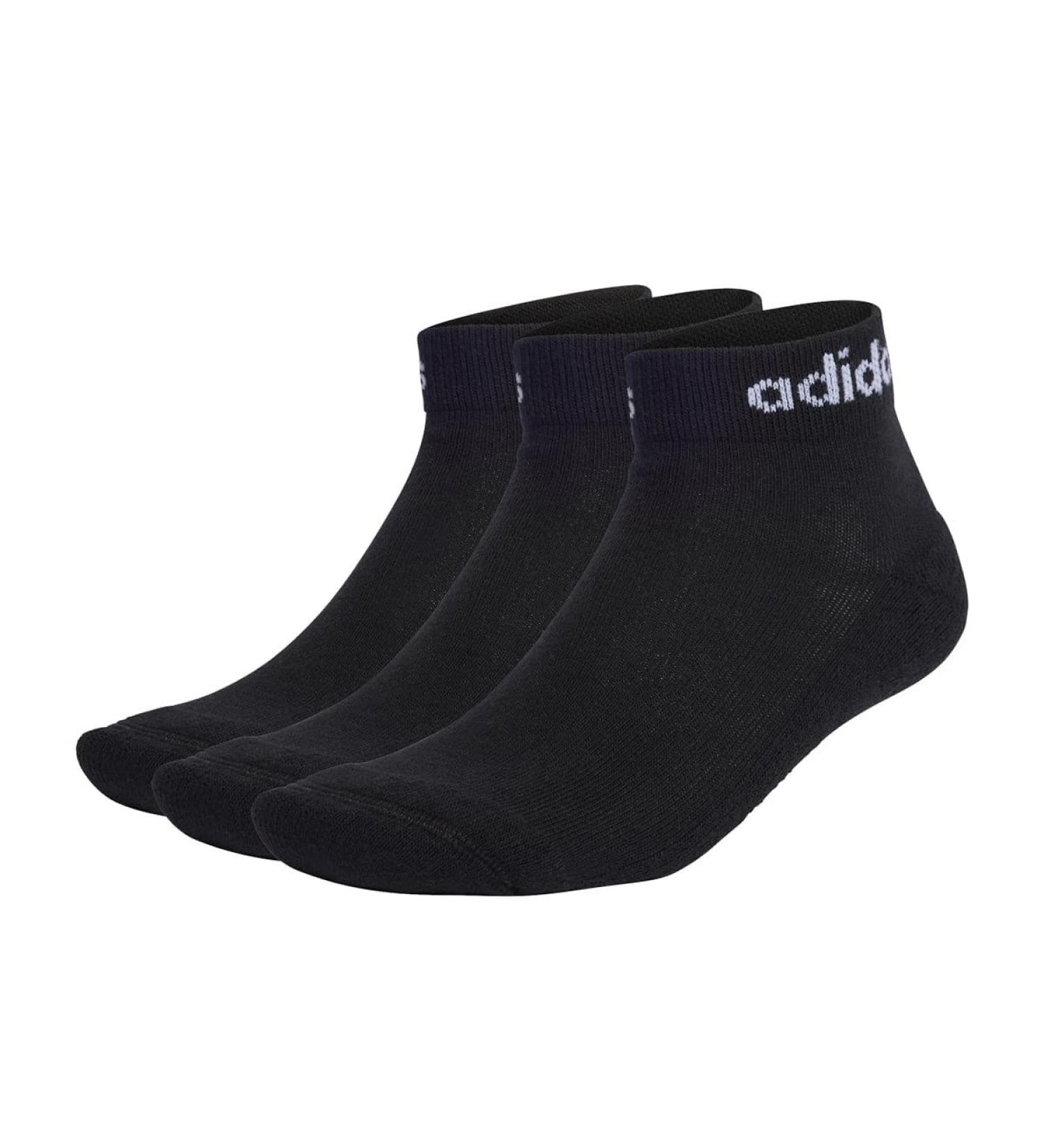 adidas Unisex Linear Ankle Socks Cushioned Socks 3 Pairs Socks (1 Pack) S Black-White