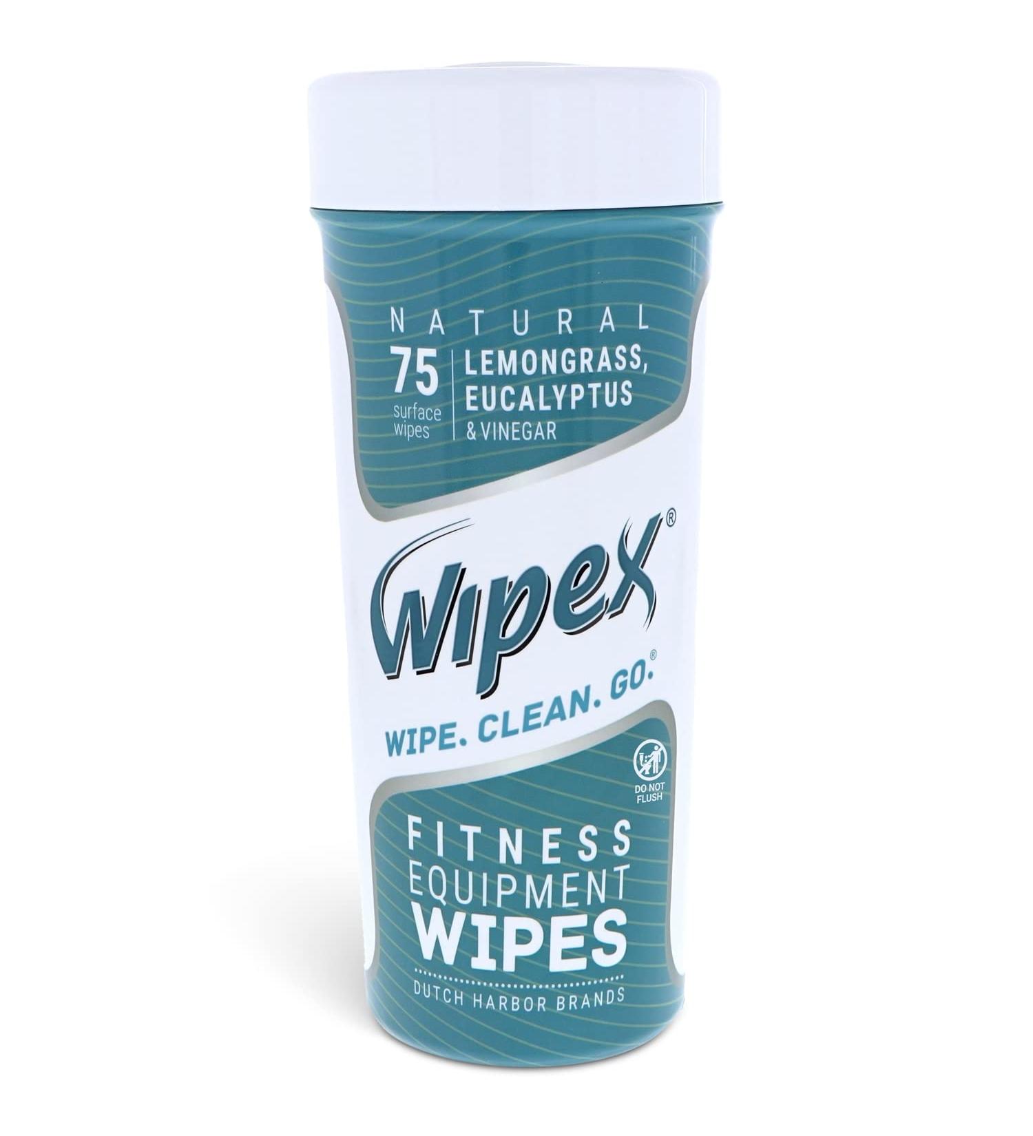 Wipex Fitness Equipment Wipes | Gym and Yoga Mat Cleaner | Peloton Bike and Exercise Machine Wipes | Lemongrass Eucalyptus | 75 Natural Wipes - Buy Online on GoSupps.com