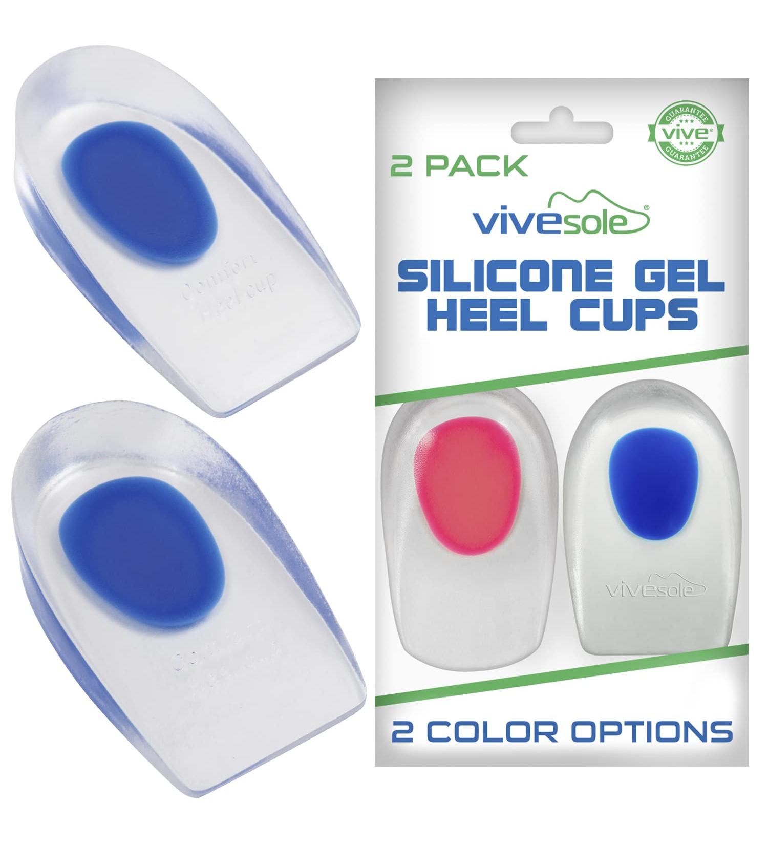 ViveSole Gel Heel Cups - Pain Relief for Plantar Fasciitis, Heel Spurs & Achilles Treatment - Silicone Inserts for Comfort & Support - Women Men Large Blue (Pair) - Buy Online on GoSupps.com