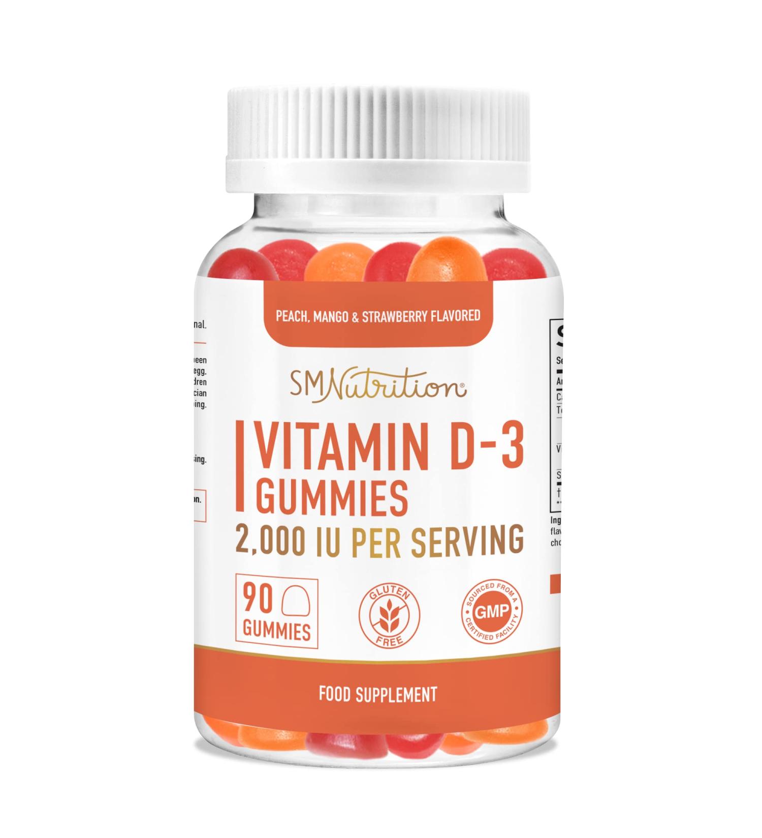 Vitamin D3 Gummies for Adults | 2000 IU Per Serving | Bone Health, Immunity & Mood Support | Vegetarian & Gluten-Free | 90 Gummies - Buy Online on GoSupps.com