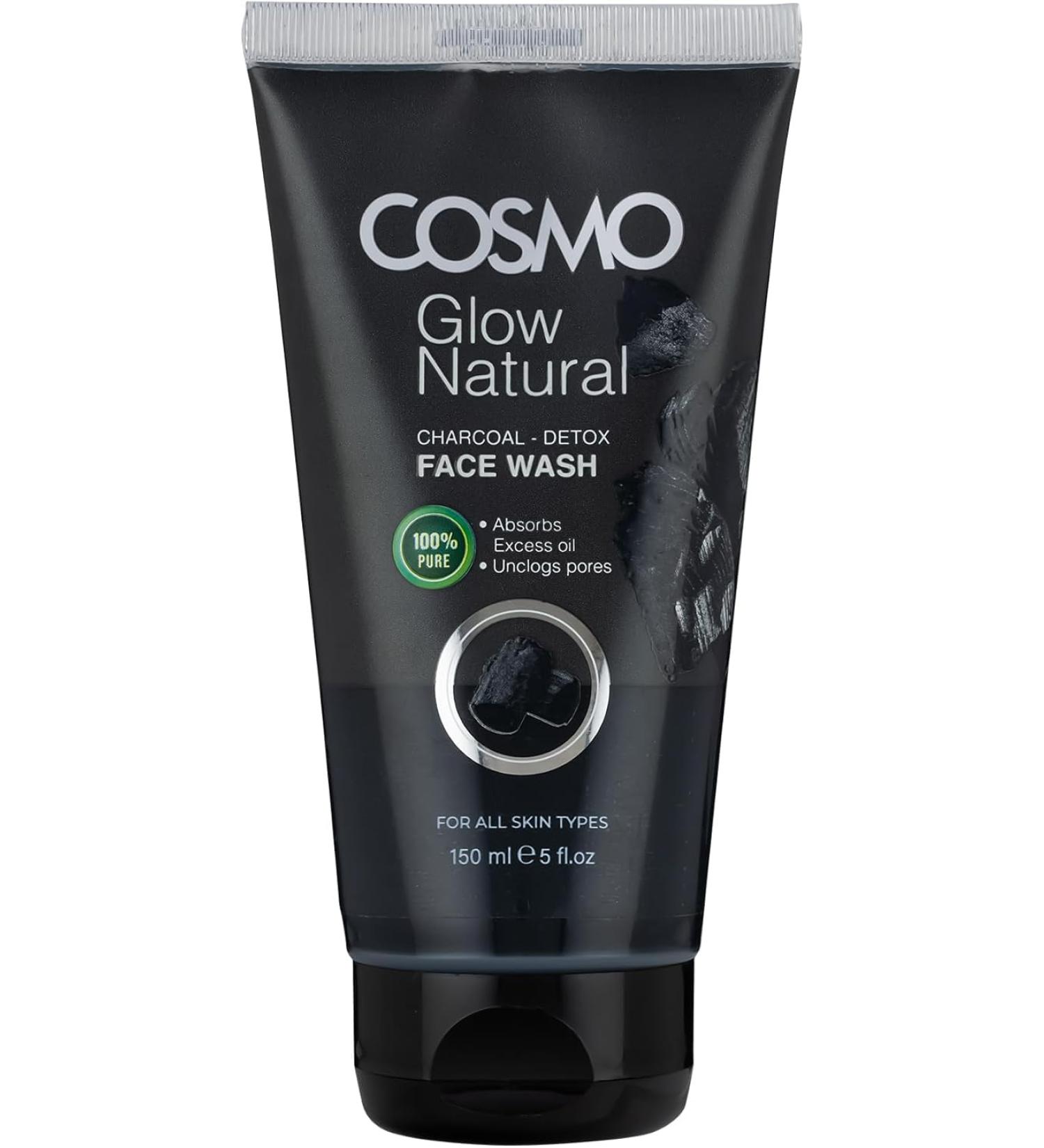 Glow Natural Face Wash 150ml Deep-pore Cleansing Wash to Clarify & Purify Skin for All Skin Types (5.07 fl.oz Charcoal) Charcoal 5.07 Fl Oz (Pack of 1)