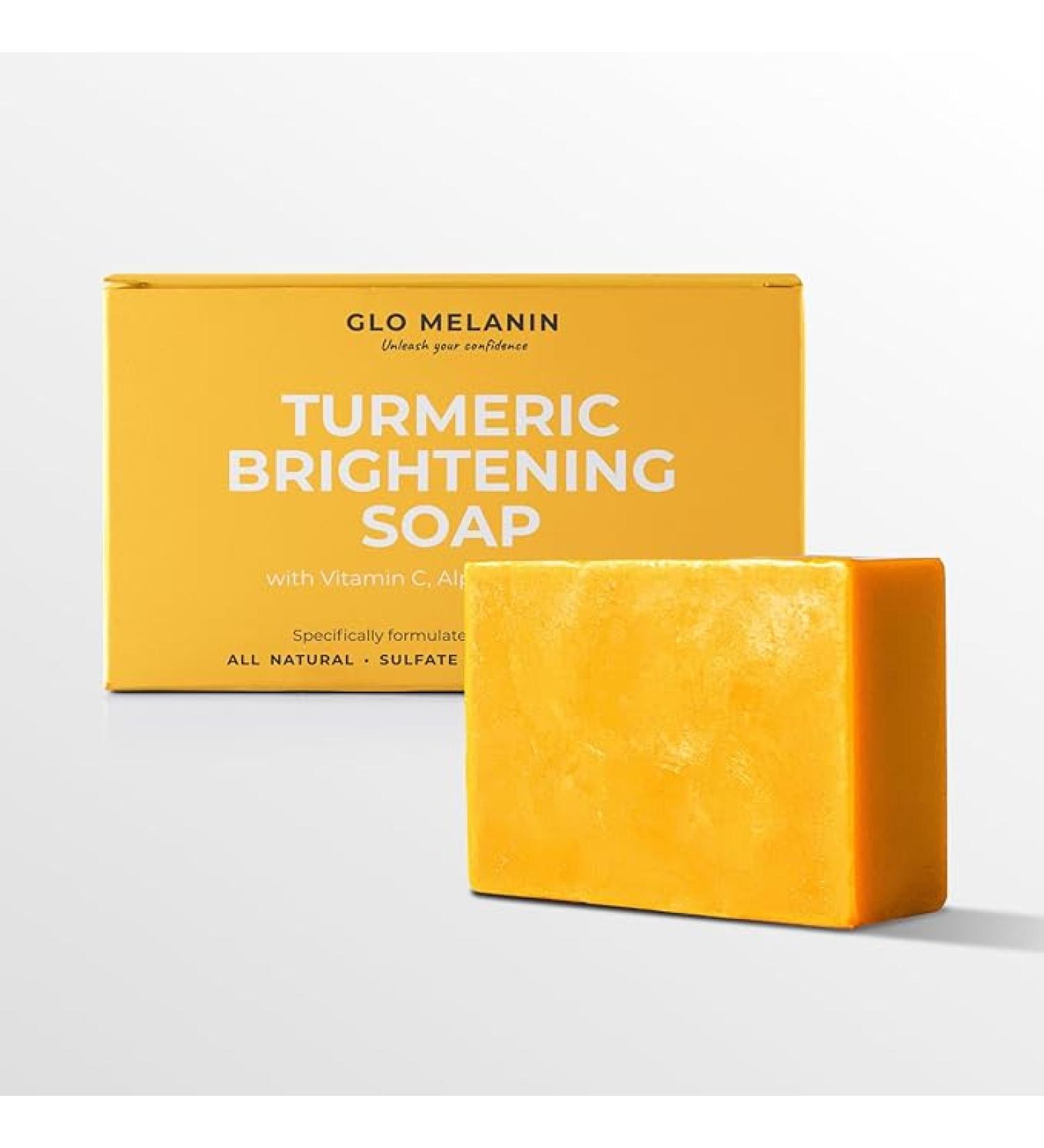 Glo Melanin Organic Turmeric Soap for Dark Spots & Acne  Turmeric Soap for Skin Brightening and Clearing Formula  All Natural Turmeric Soap Bar - Buy Online on GoSupps.com