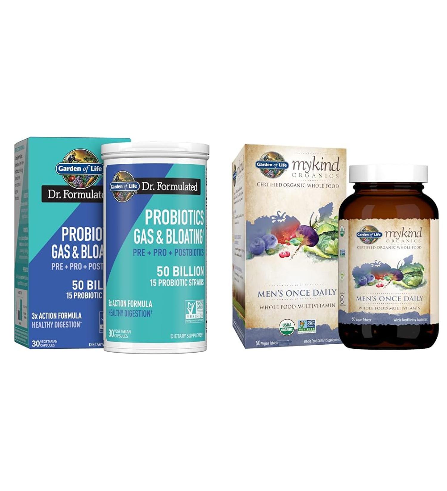 Garden of Life Dr Formulated Once Daily 3-in-1 Complete Prebiotics Postbiotics & Probiotics & Organics Multivitamin for Men - Men's Once Daily Whole Food Vitamin Supplement Tablet - Buy Online on GoSupps.com