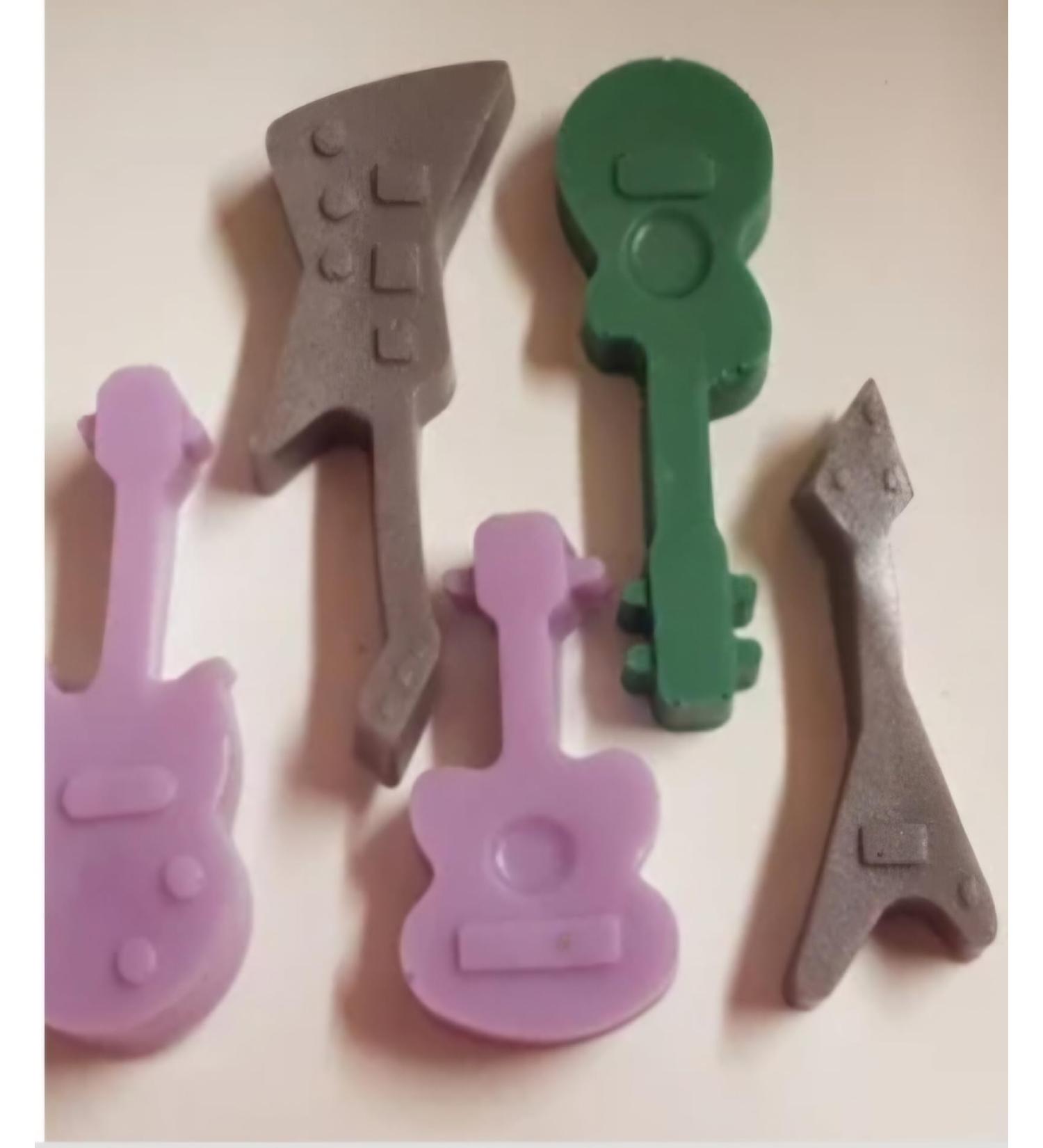 MINI 6x guitar 2-3cm soaps fragrance free suitable for sensitive skin colours will vary