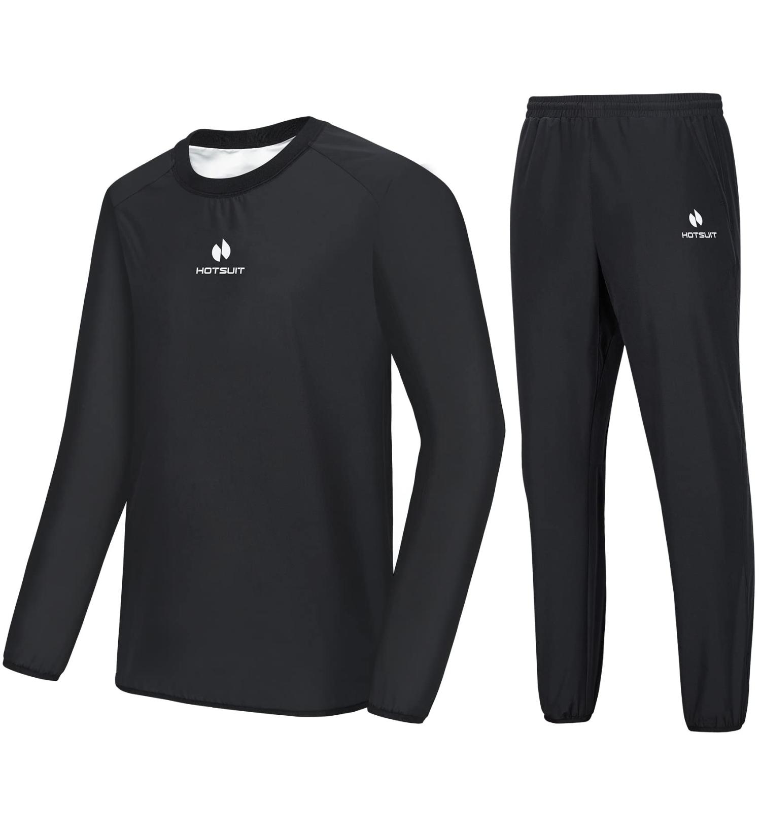 HOTSUIT Sauna Suit Men XX-Large Anti-Rip Sweat Suits for Gym Boxing Workouts - Black Jacket & Pants - Buy Online on GoSupps.com