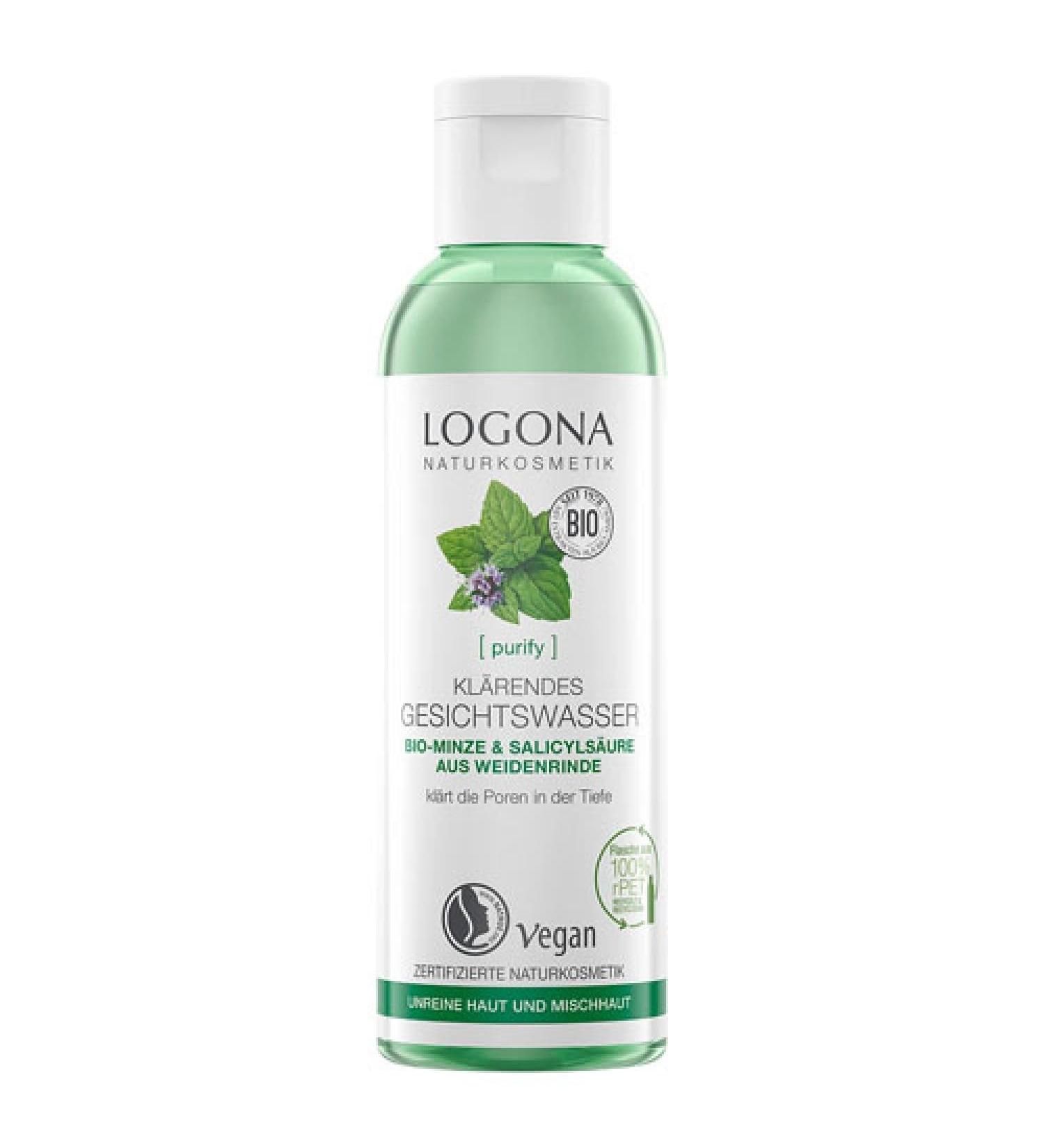 LOGONA Naturkosmetik LOGONA Naturkosmetik Organic Purifying Facial Toner for Impure and Combination Skin Organic Mint and Natural Salicylic Acid from Willow Bark Mattifying Natural and Vegan 125 ml