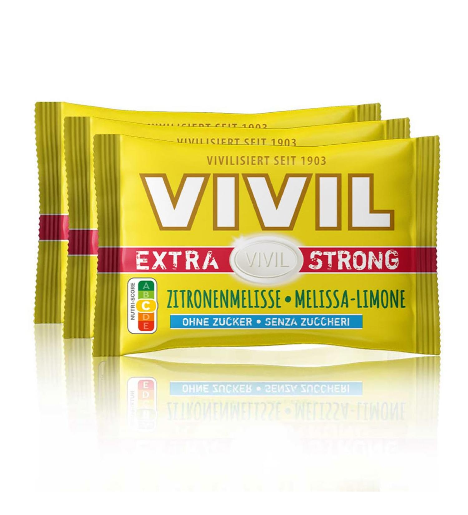 VIVIL Extra Strong Lemon Balm Pastilles - Sugar-Free & Vegan | 3-Way Pack (3 x 25g) - Refreshing Lemon Flavor - Buy Online on GoSupps.com