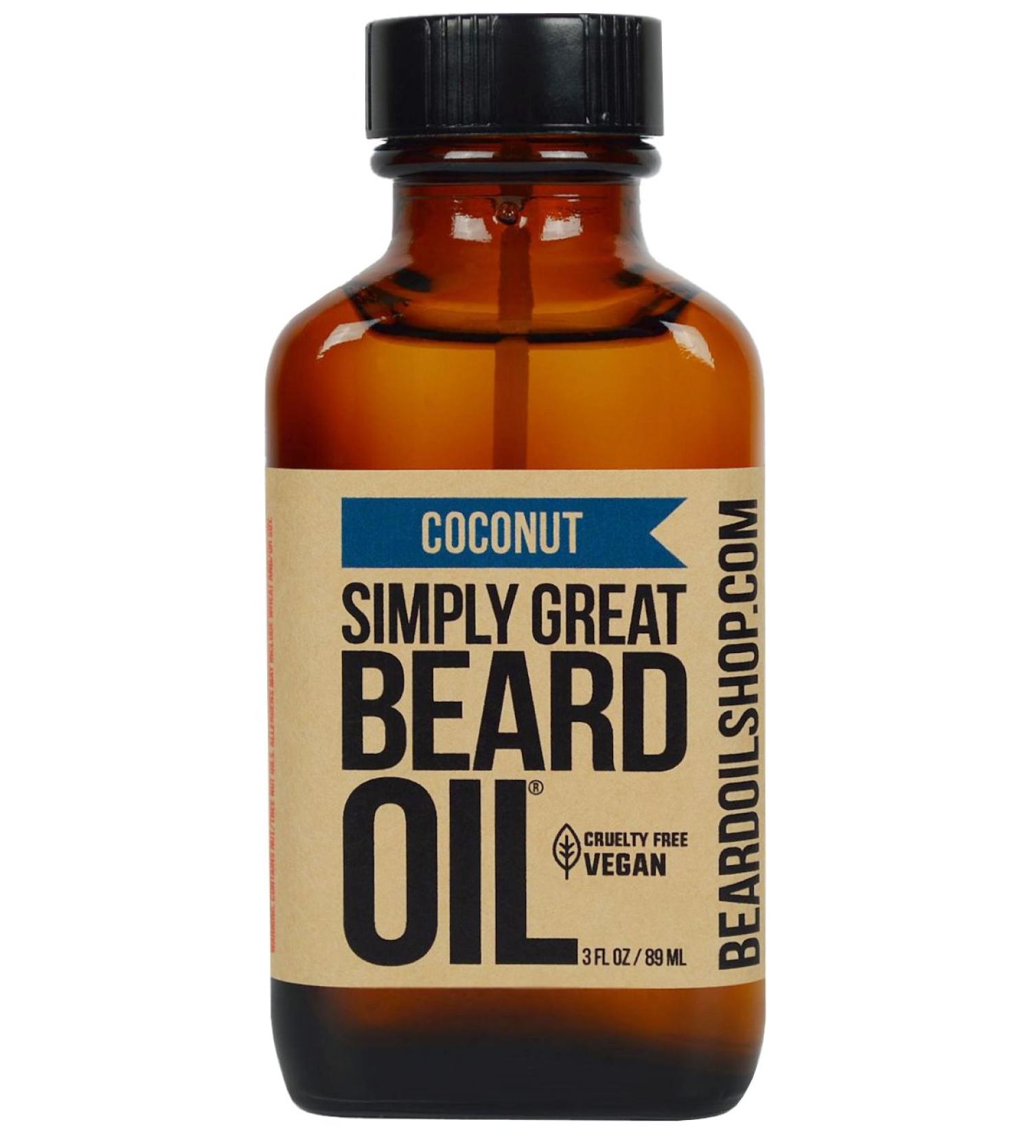 Simply Great Beard Oil - Coconut Scented Vegan & Cruelty-Free Beard Conditioner | 3 Oz Easy Applicator | America's Favorite Beard Care by Simply Great Oil - Buy Online on GoSupps.com