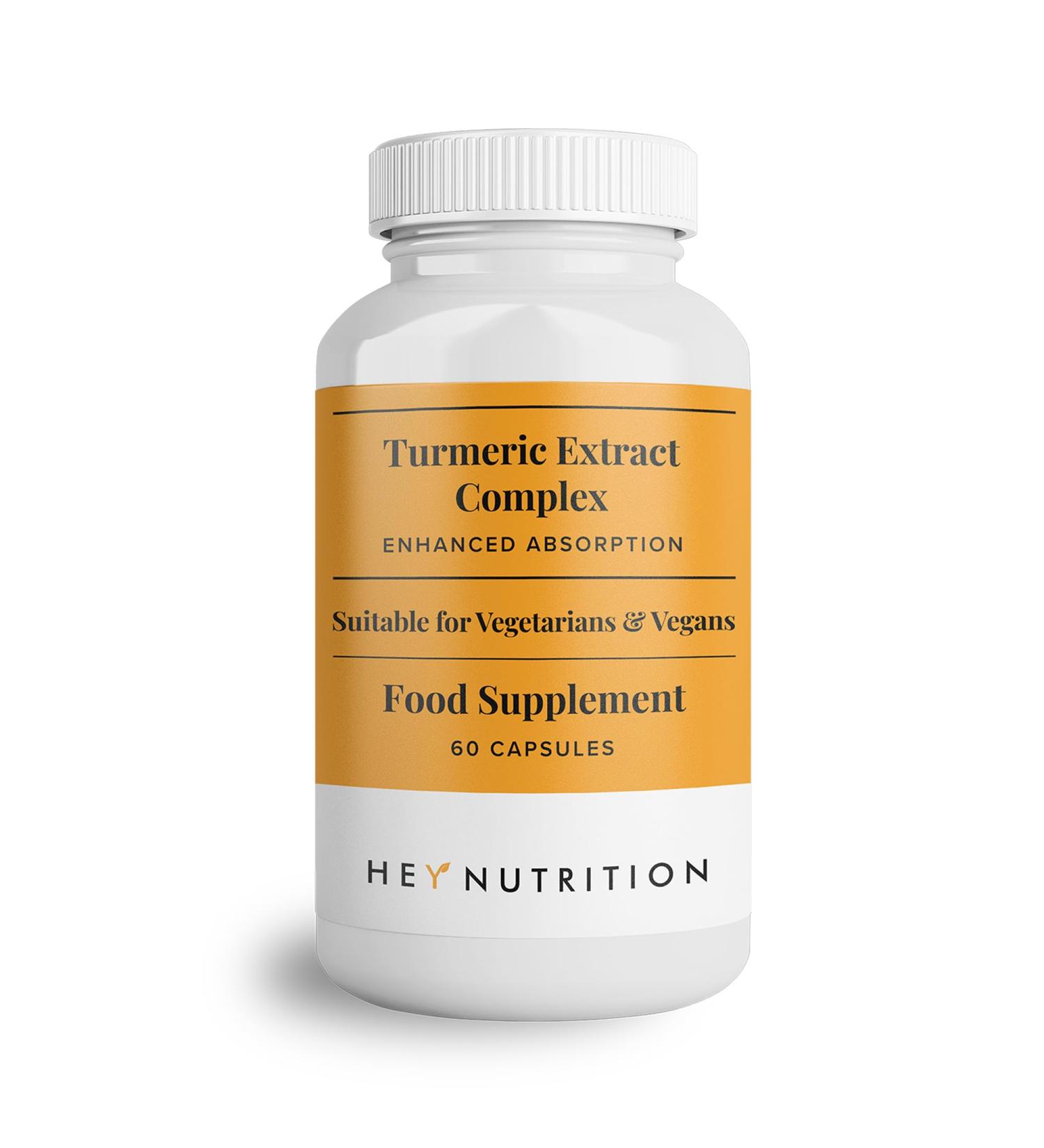 Hey Nutrition Turmeric Extract Complex - Vitamin D3 & C Black Pepper Extract - Support Muscle & Joint Relief - Maximum Potency & Enhanced Absorption - UK Manufactured - 60 Vegan Capsules 60 count (Pack of 1) - Buy Online on GoSupps.com