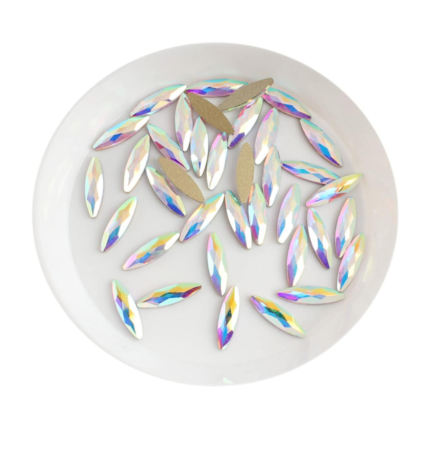 30Pcs/ Nail Art Rhinestones for 3D Nails Decoration Pack Long Horse Eye Shaped Glass Colorful AB Stones Home Collections (Color : Ab Size : 30Pcs) 30Pcs Ab - Buy Online on GoSupps.com