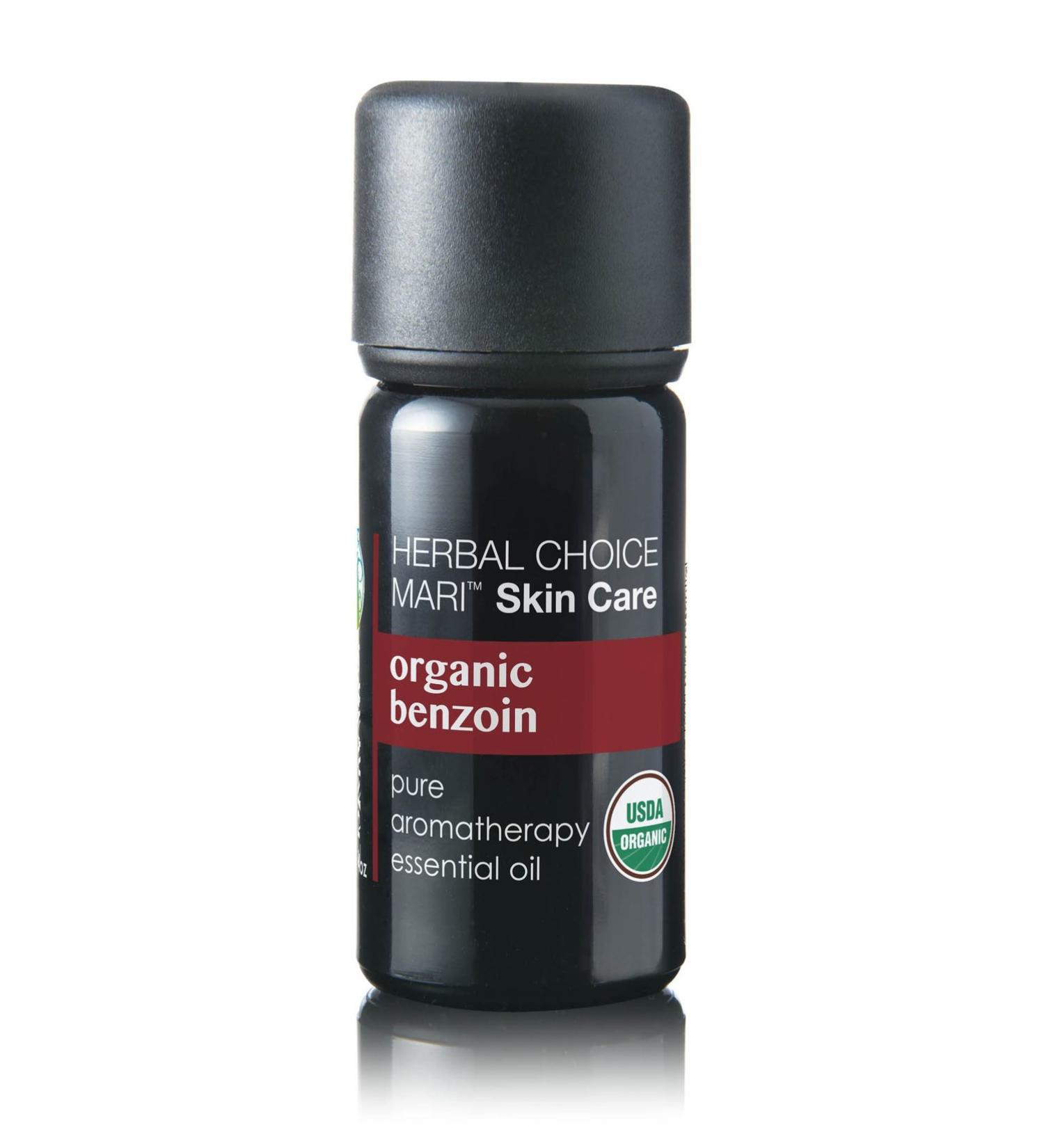 Organic Benzoin Essential Oil by Herbal Choice Mari (0.3 Fl Oz Glass Bottle) - No Toxic Synthetic Chemicals - TSA-Approved Travel Size