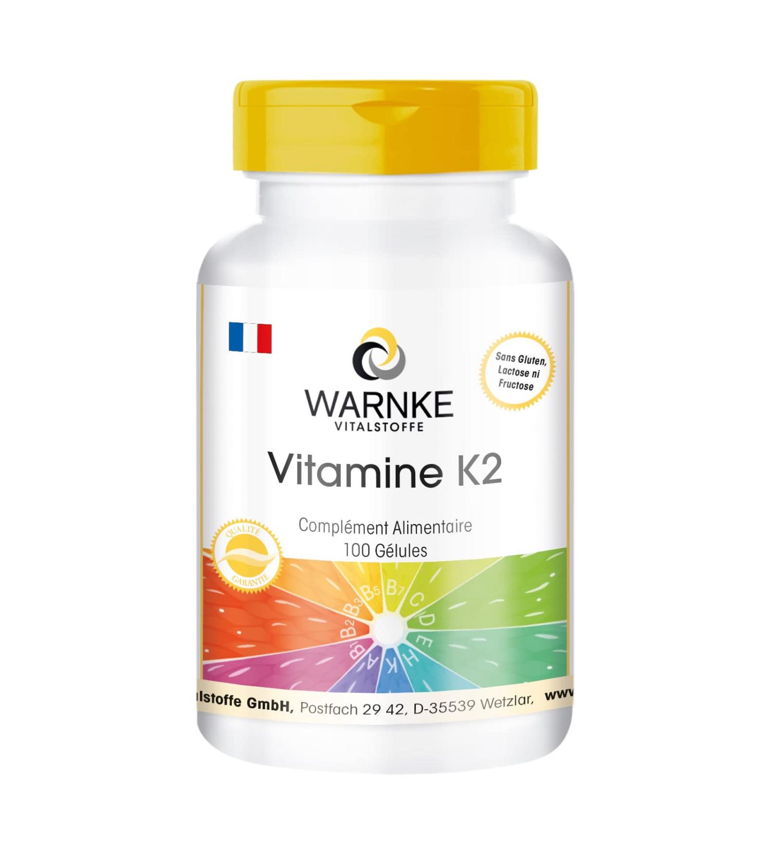 Vitamin K2 100mcg natural menaquinone MK-7 vegetarian - 100 capsules | Warnke Vitalstoffe - Quality from German pharmacies - Buy Online on GoSupps.com