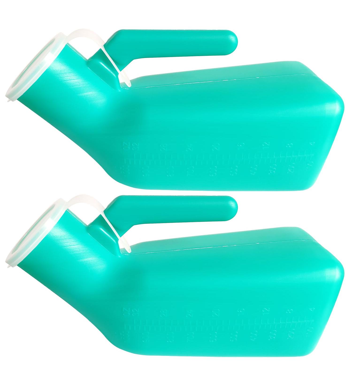 Male Urinal Bottle Thick Portable urinals for Men Pee Bottles with Lid 32oz./1000mL Spill Proof Urinal Bottle for Hospital Car Travel outdoor Emergency Camping Elderly & Incontinence(2PACK) - Buy Online on GoSupps.com