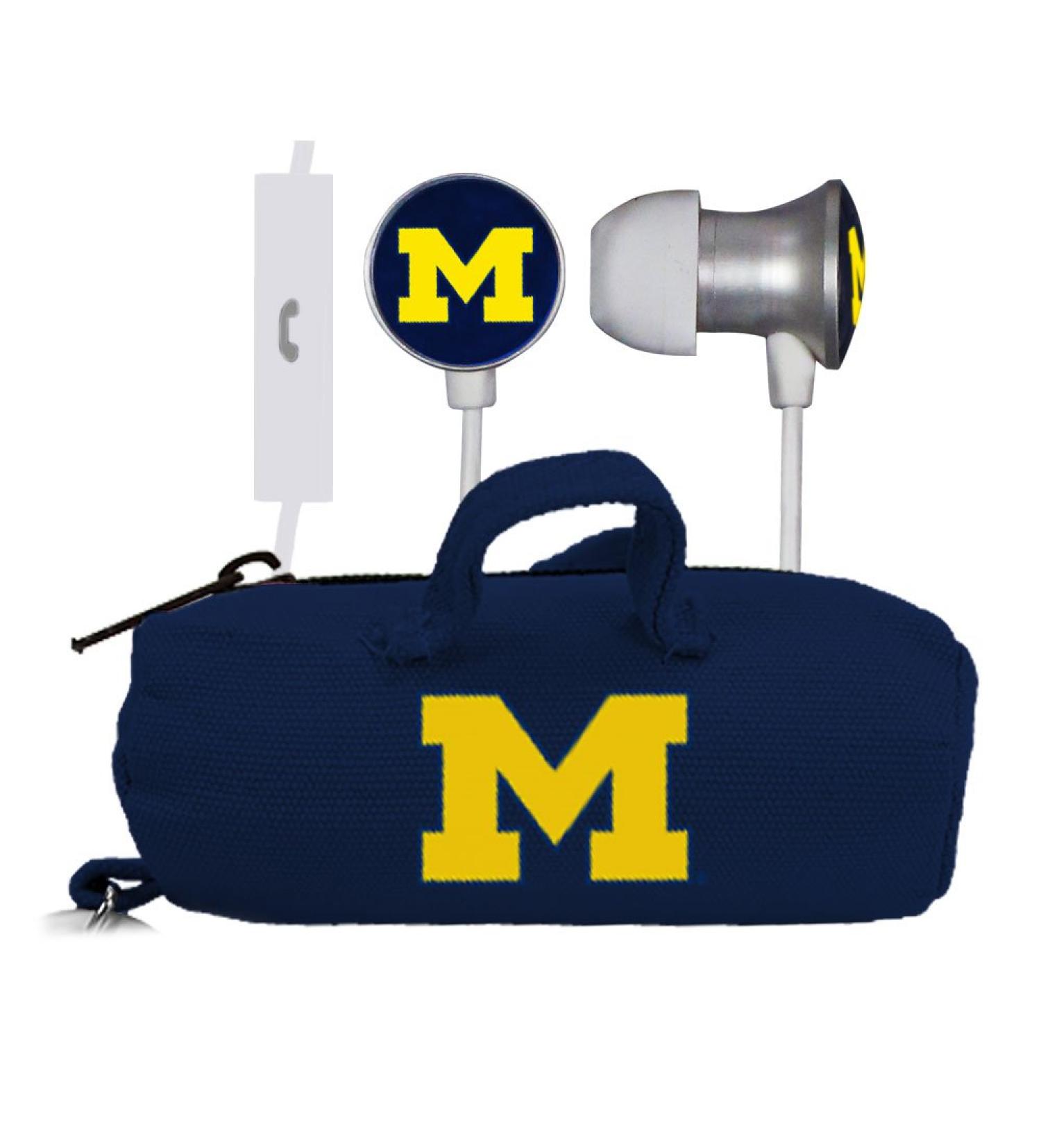 AudioSpice Scorch NCAA Michigan Wolverines Earbuds with Mic | Officially Licensed BudBag included - Buy Online on GoSupps.com
