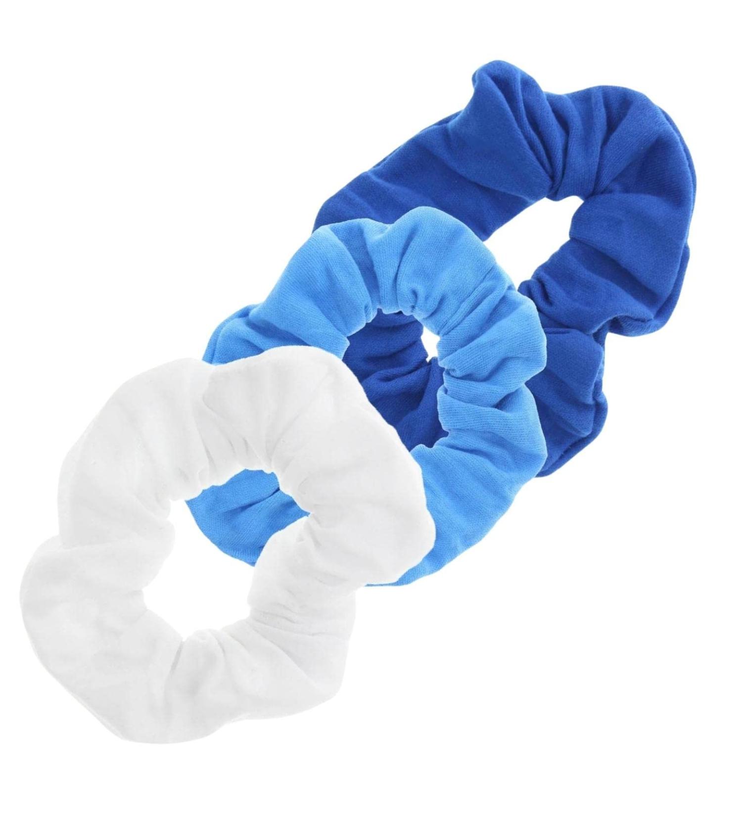 Topkids Soft Jersey Hair Scrunchies for Women Girls & Children - Pack of 3 in Royal Blue & Turquoise | International Shipping Available - Buy Online on GoSupps.com