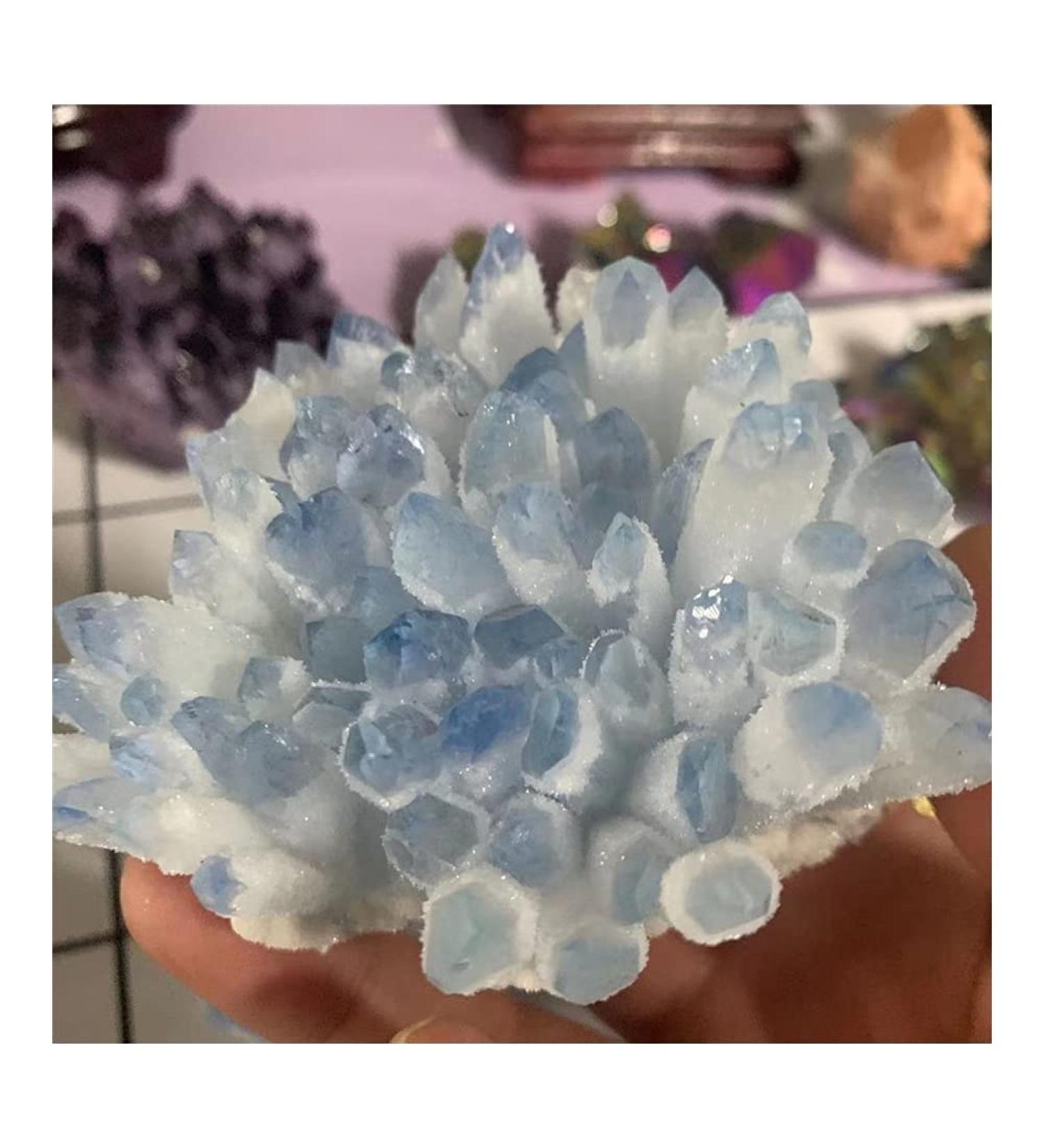 Natural Crystal Rough Rare Beautiful Blue Ghost Phantom Quartz Crystal Cluster Specimen Natural Stone Crystal for Decoration Household 400-500g Sky Blue - Buy Online on GoSupps.com